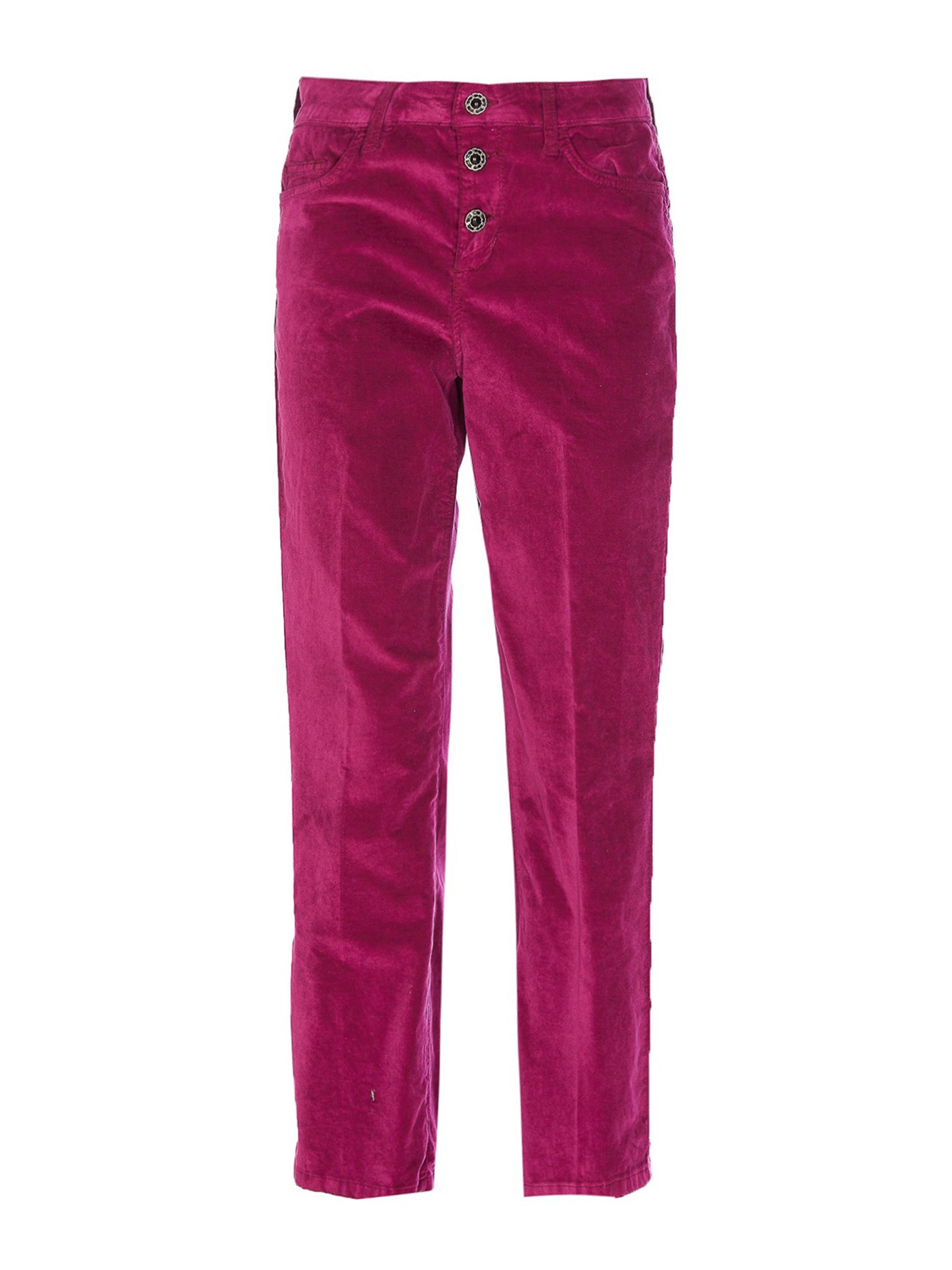Liu •jo Velvet Pants With Jewel Buttons In Pink