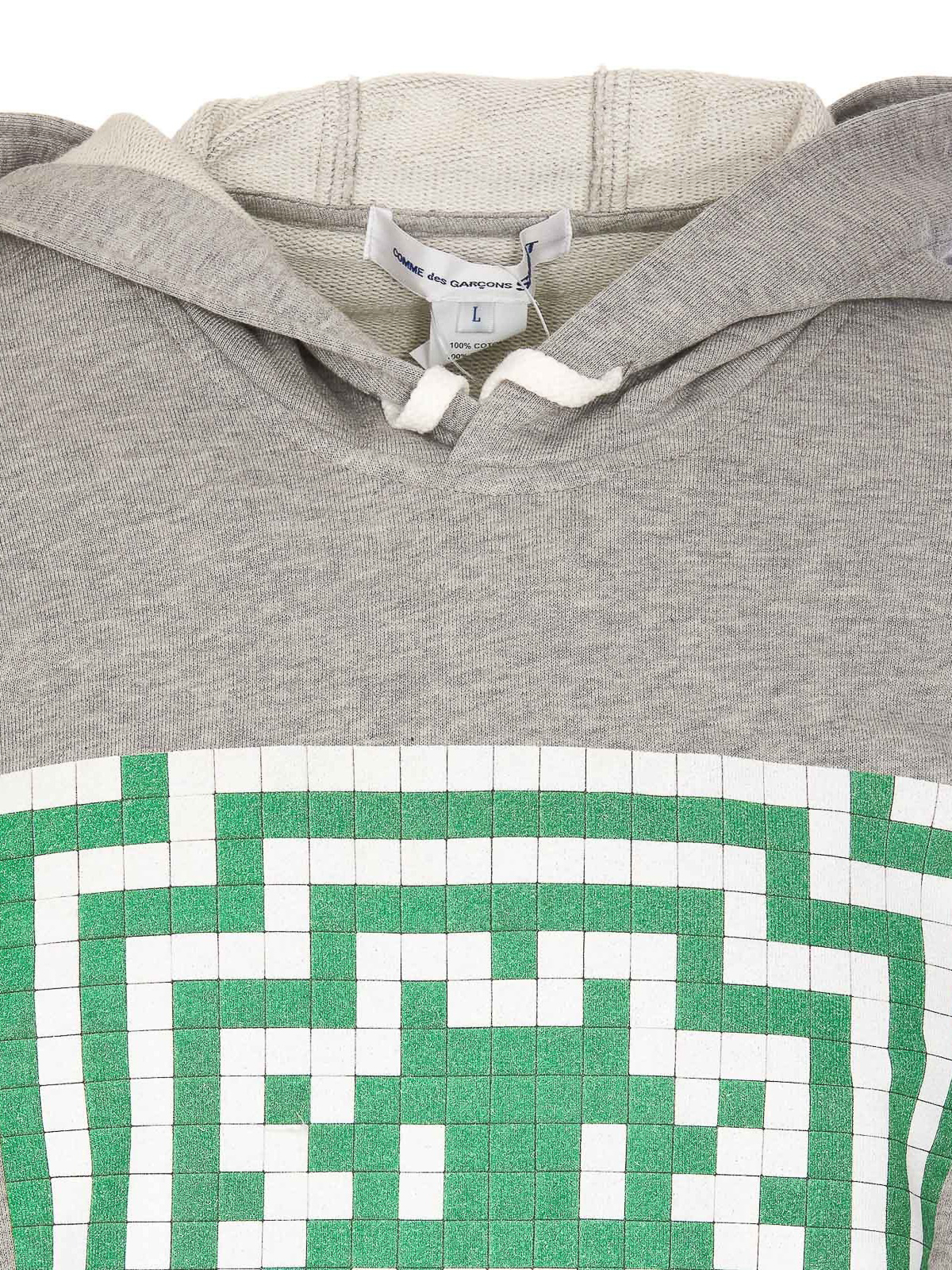 Shop Comme Des Garçons Pixel Print Hoodie In Grey