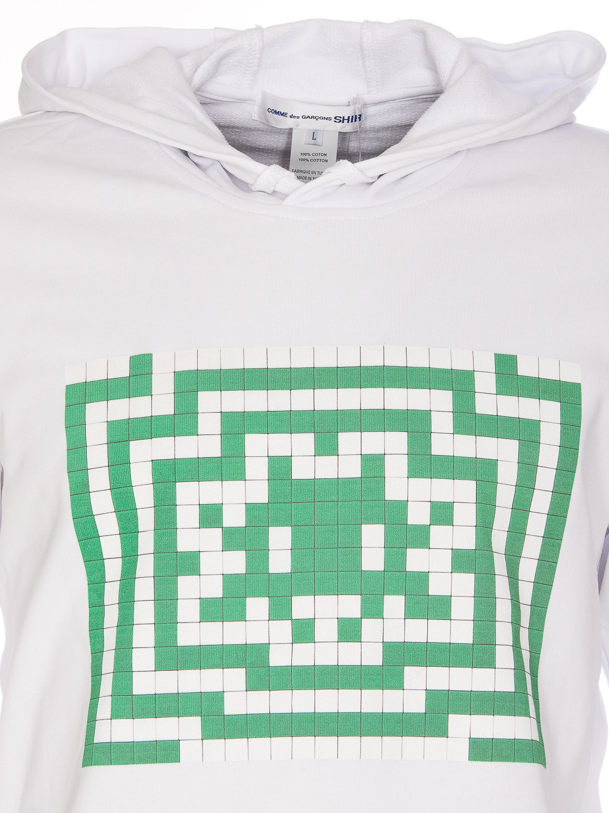 Shop Comme Des Garçons Pixel Print Hoodie In White