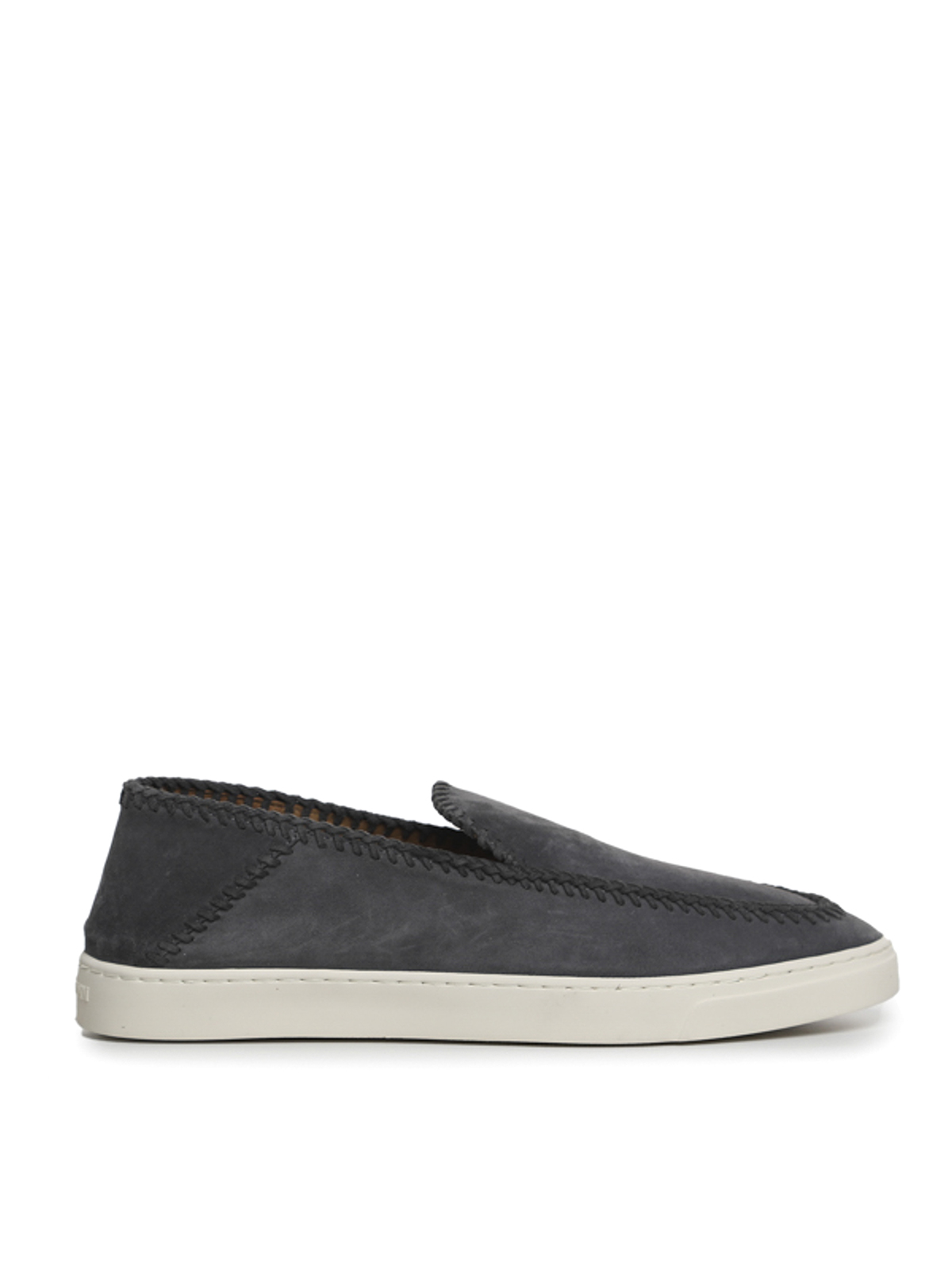 Giorgio Armani Whipstitch-trim Detail Sneakers In Grey