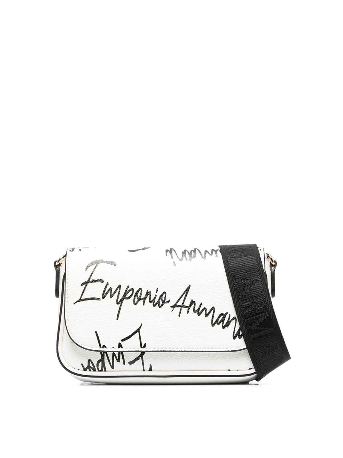 Giorgio Armani Logo Print Crossbody Bag In Grained Leather in