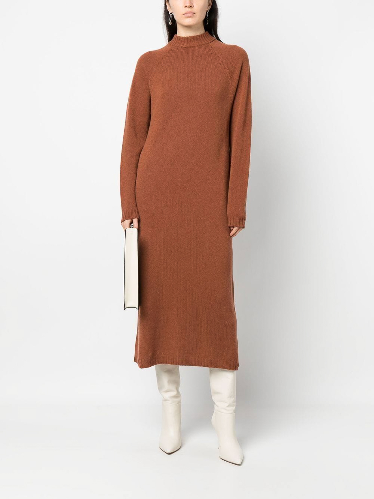 Shop Alysi Merino Wool Dress In Brown