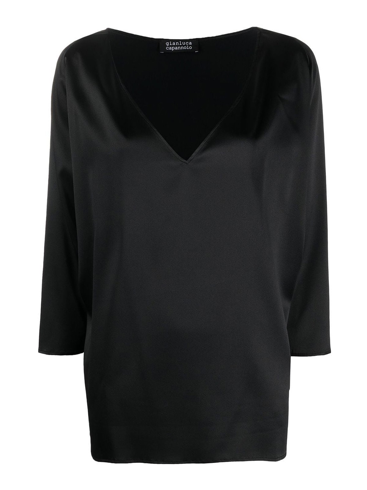 Gianluca Capannolo V-neck silk top - Black | 22IT582750NATHALIE8