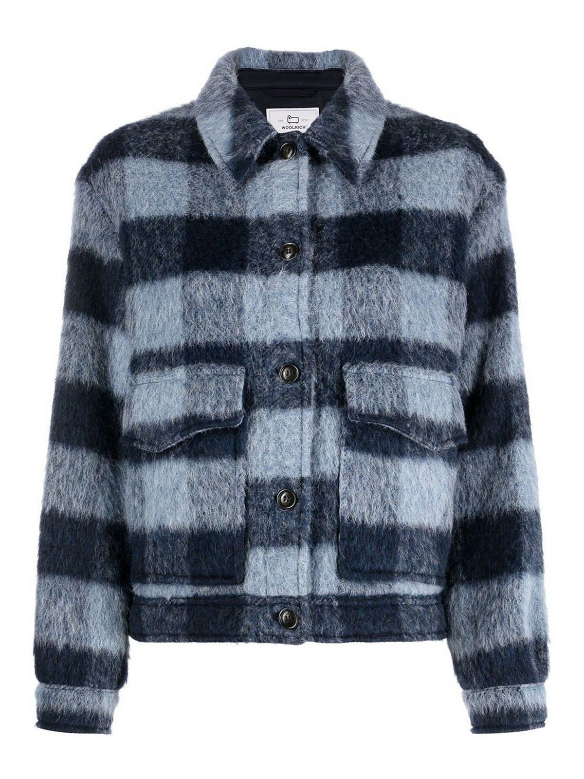 Shop Woolrich Fringed-detail Button-up Jacket In Blue