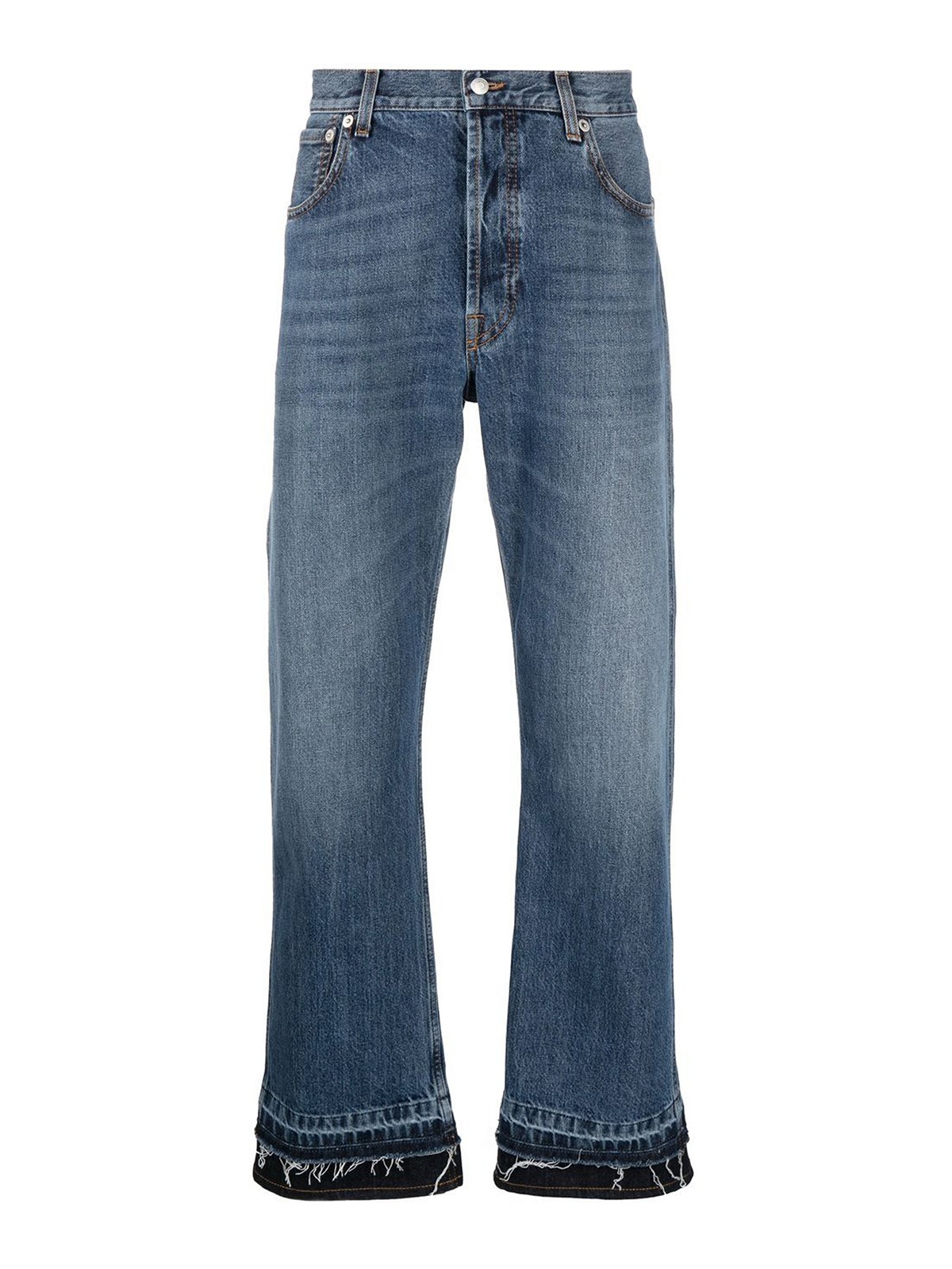 Shop Alexander Mcqueen Straight-leg Cropped Jeans In Medium Wash