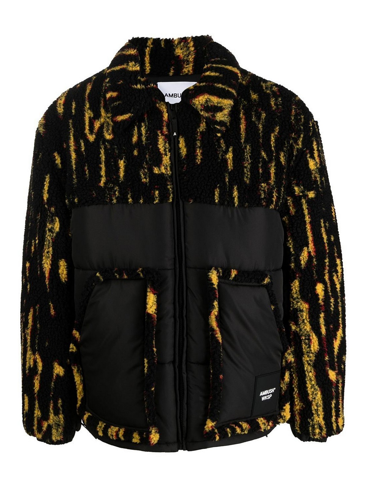 Shop Ambush Faux-shearling Quilted Jacket In Yellow