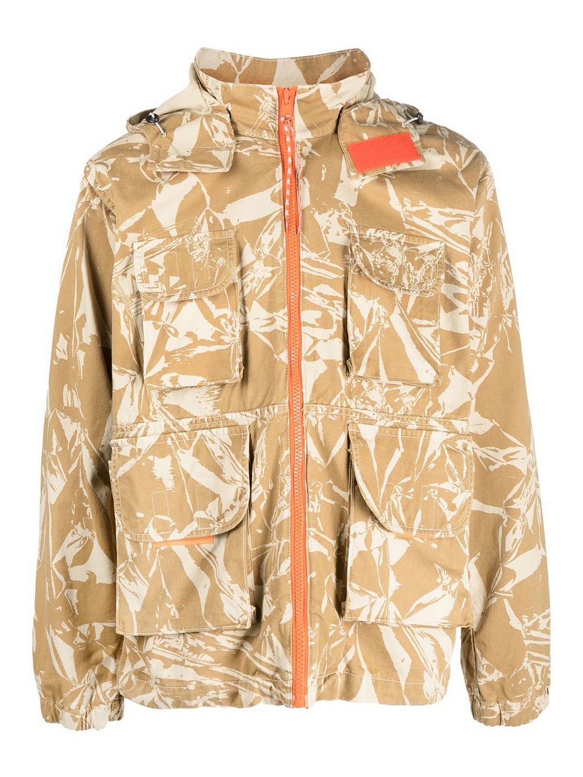 Shop Aries Hooded Cargo Jacket In Beis