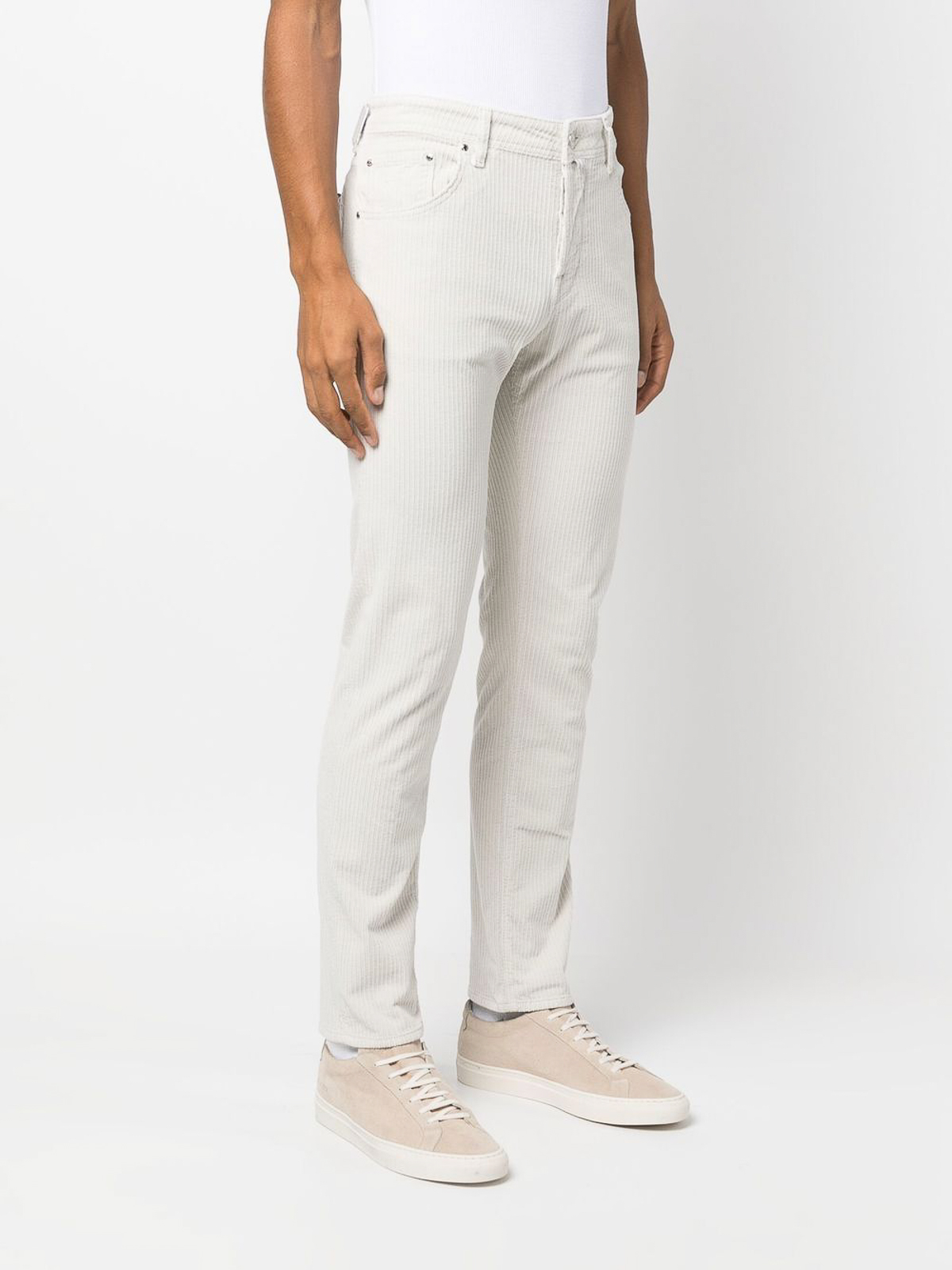 Shop Jacob Cohen Stretch Cotton Corduroy Pants In White