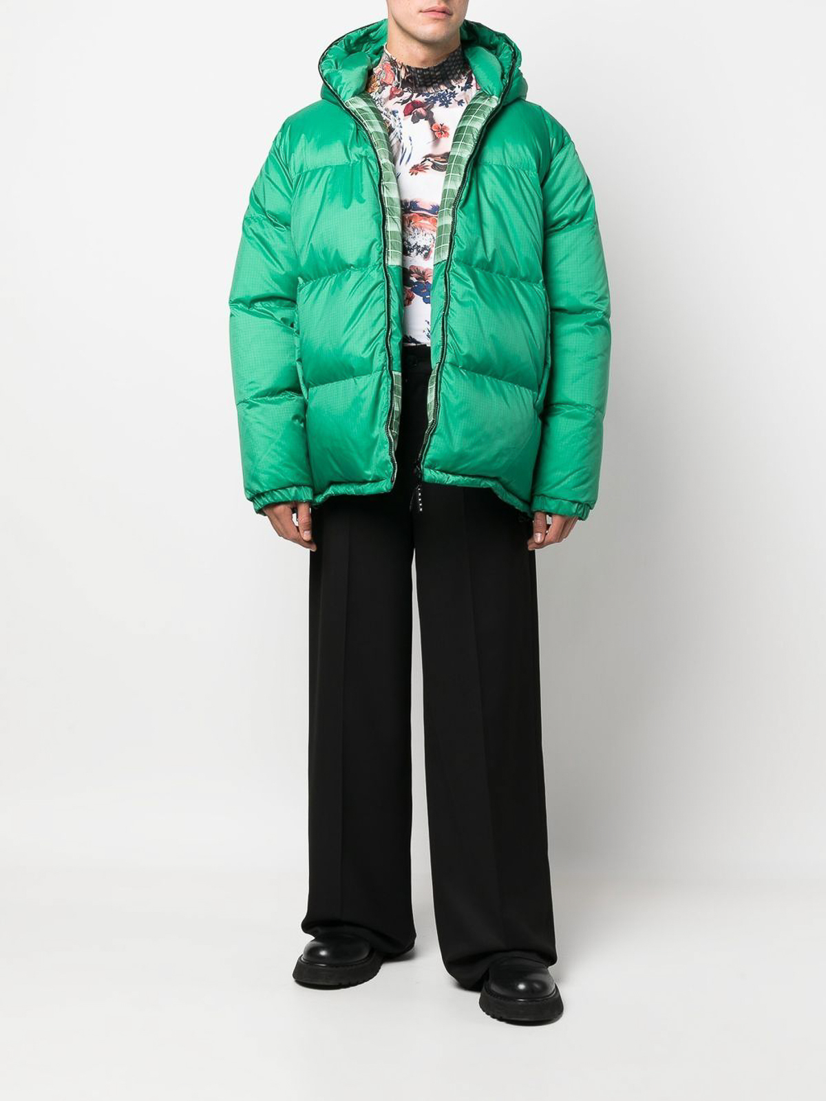 Shop Marni Reversible Hooded Puffer Jacket In Green