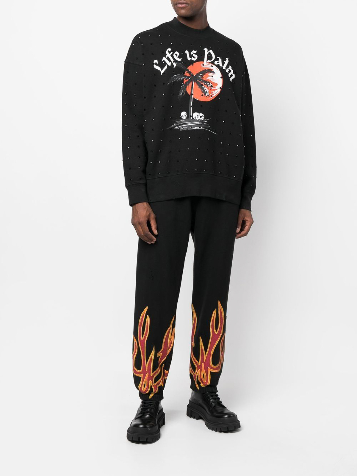 Palm Angels Life is Palm all over crystal sweatshirt