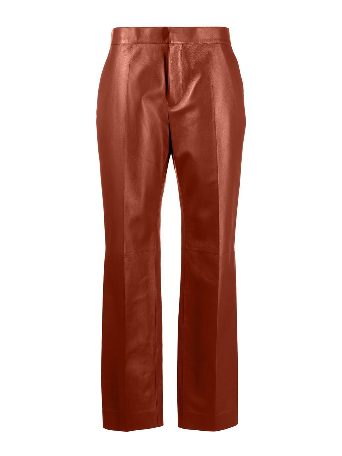 Chloé Leather Tailored Trousers In Brown