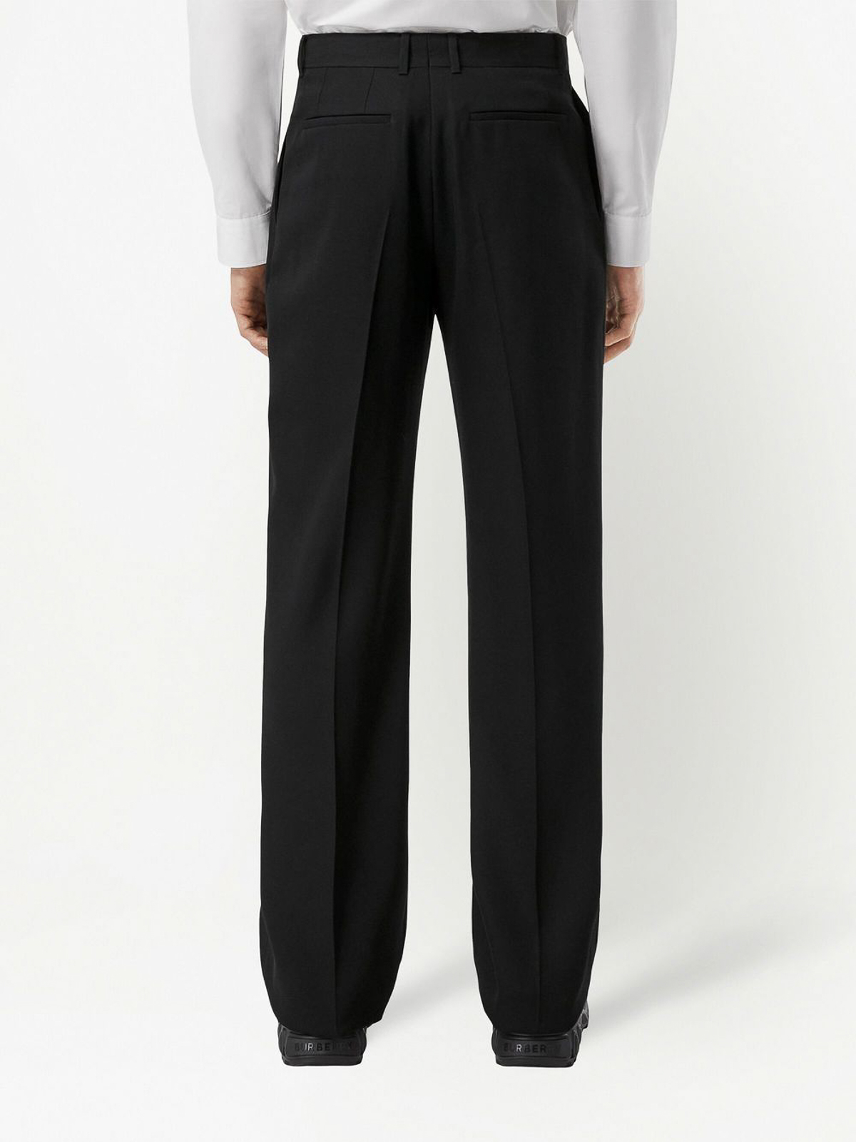 Shop Burberry Wool Tailored Pants In Negro