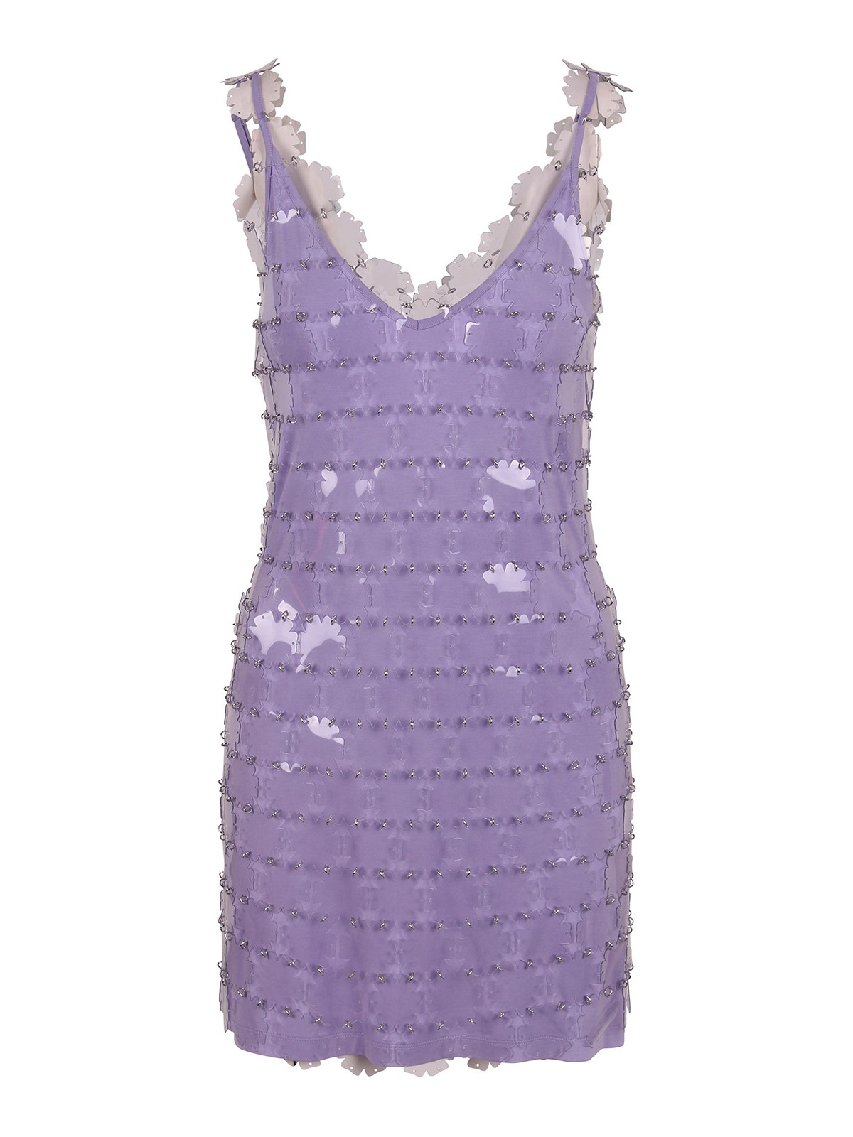 Rabanne Full Sequined Short Dress In Purple