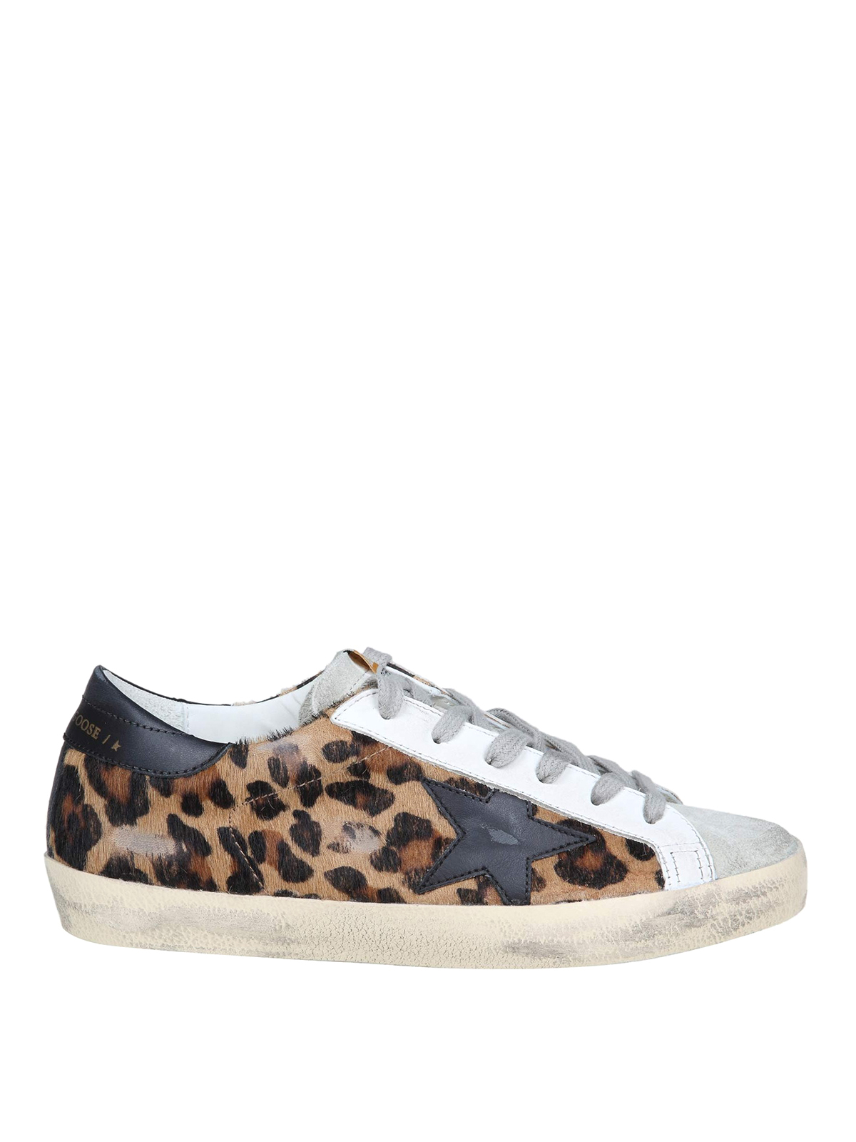 SUPER-STAR PONY SKINスニーカー Women's Super-Star in beige pony skin with brown suede star
