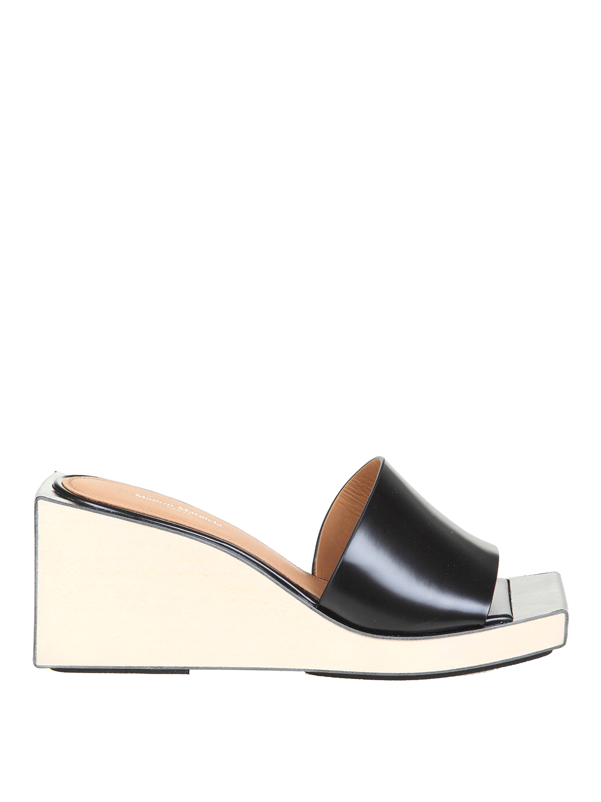 Sandals MM6 Maison Margiela - Mule wedge in black leather