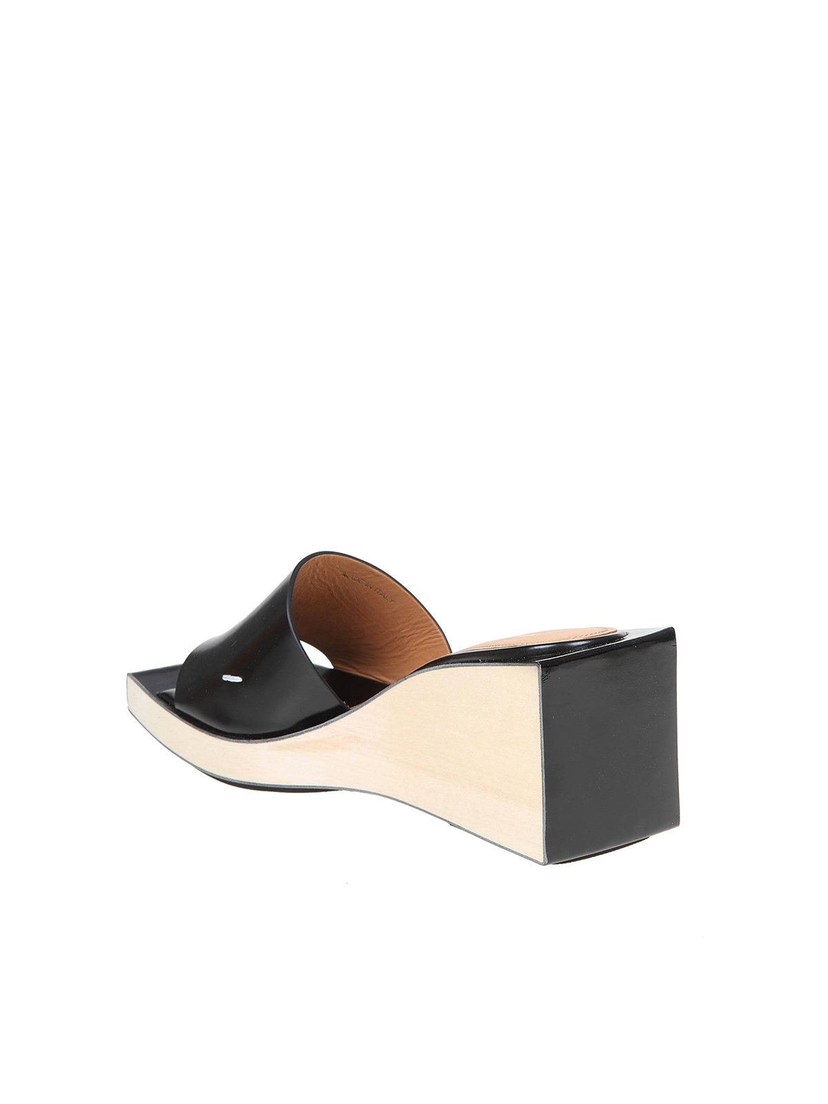 Sandals MM6 Maison Margiela - Mule wedge in black leather