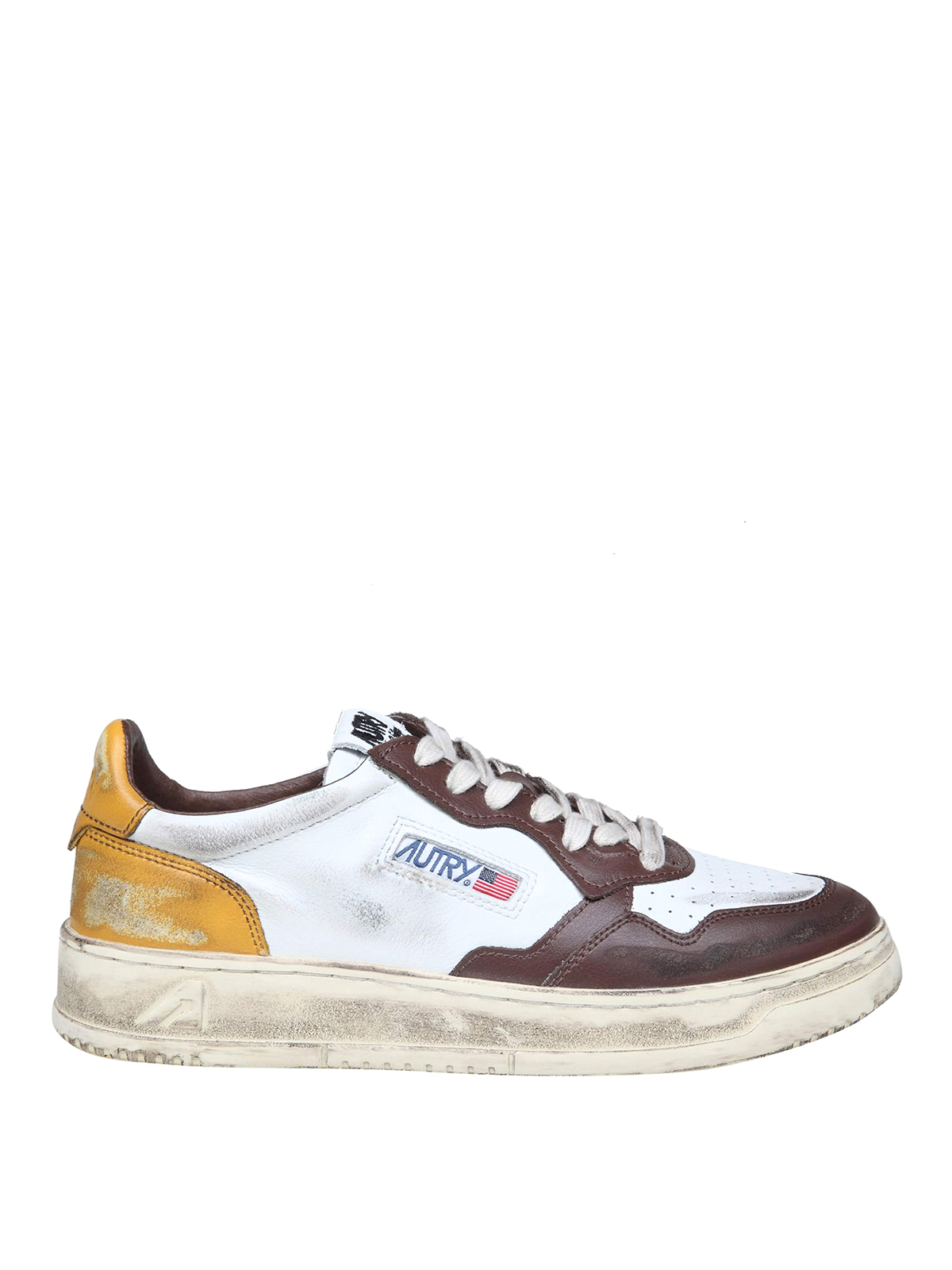 Shop Autry Vintage Leather Sneakers In Blanco