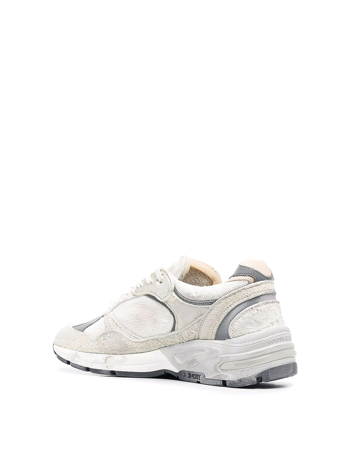 Shop Golden Goose Panelled Leather Trainers In Blanco