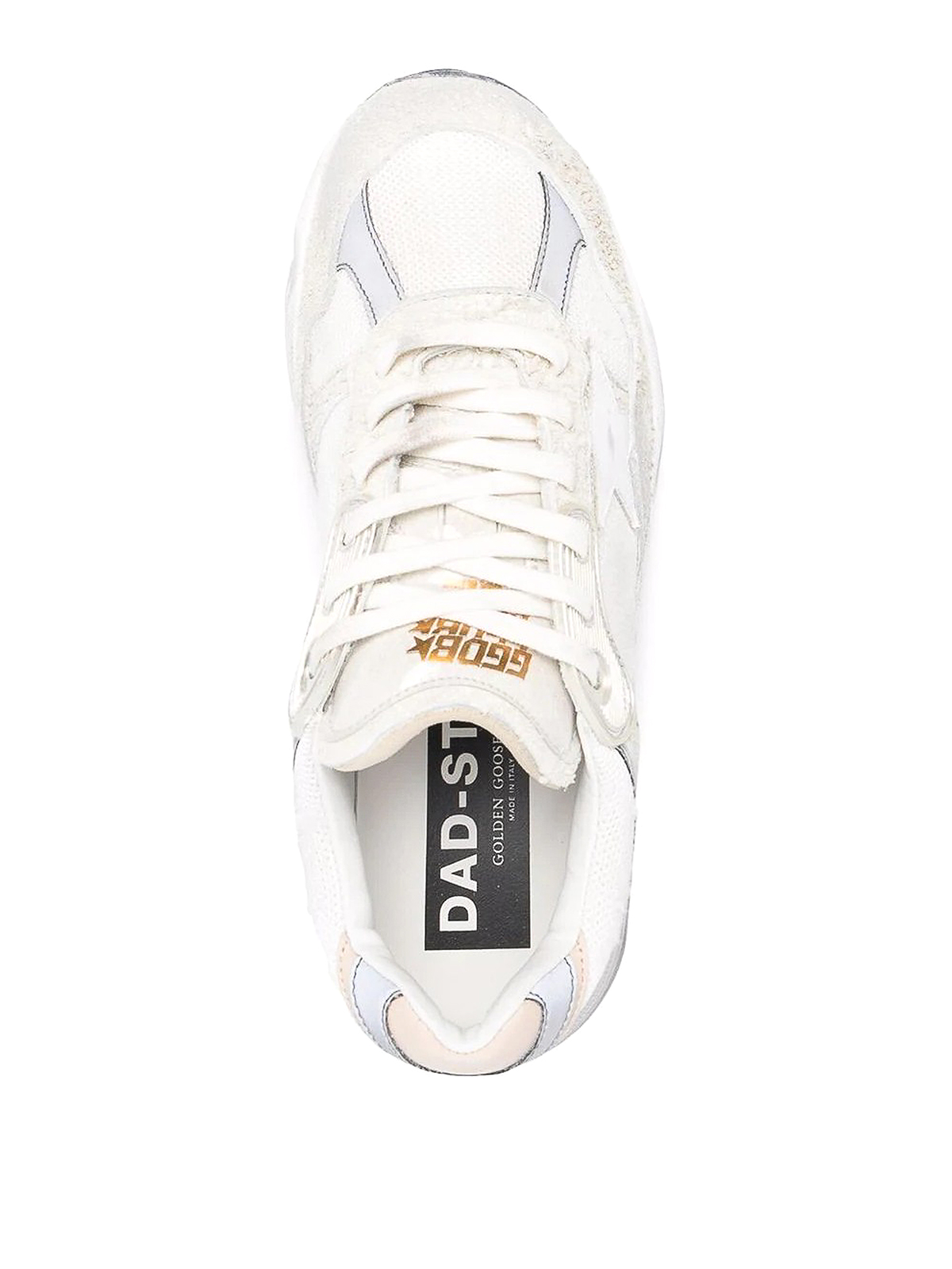 Shop Golden Goose Panelled Leather Trainers In Blanco