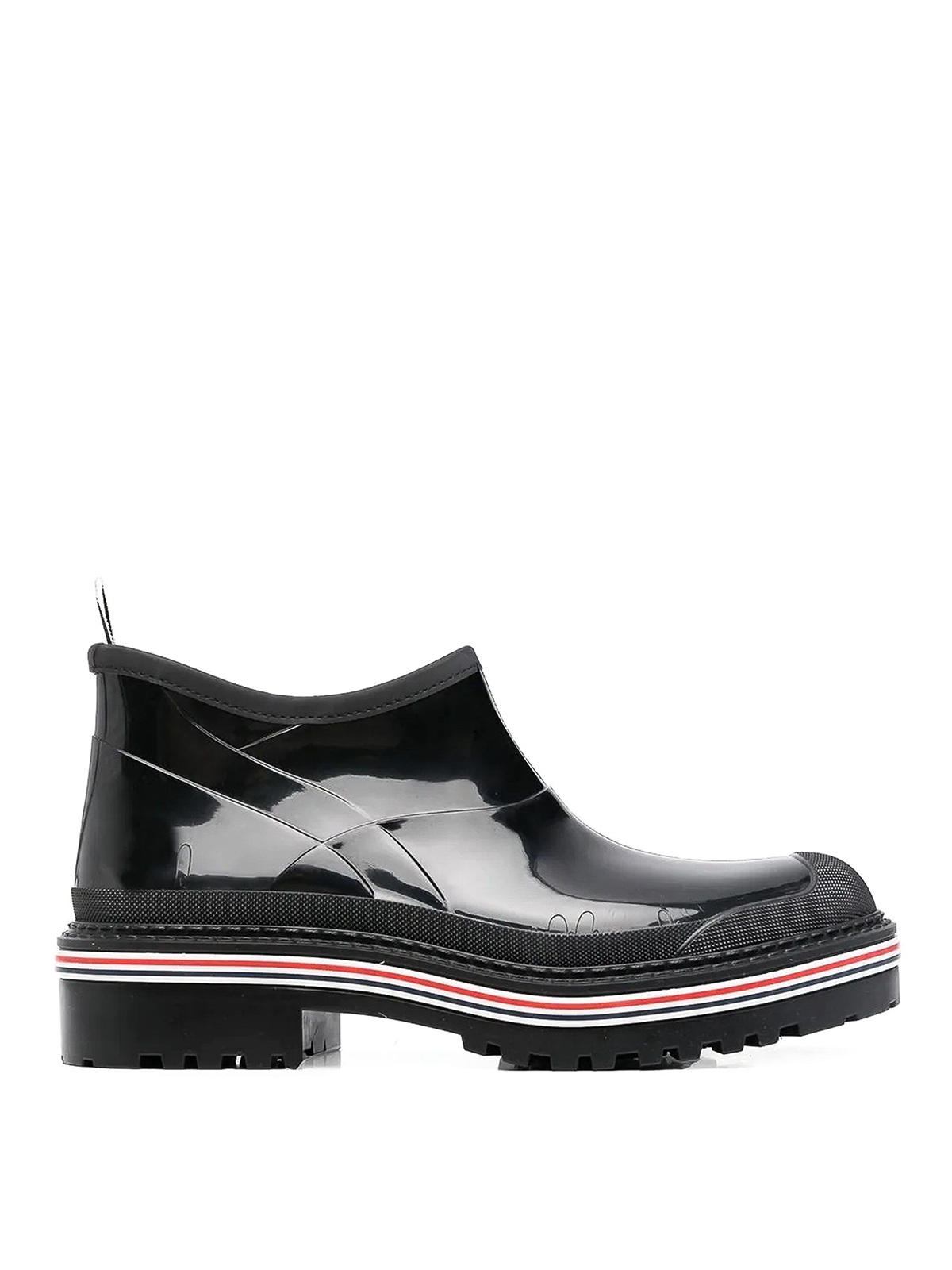 Shop Thom Browne Stripe-trim Ankle Boots In Black