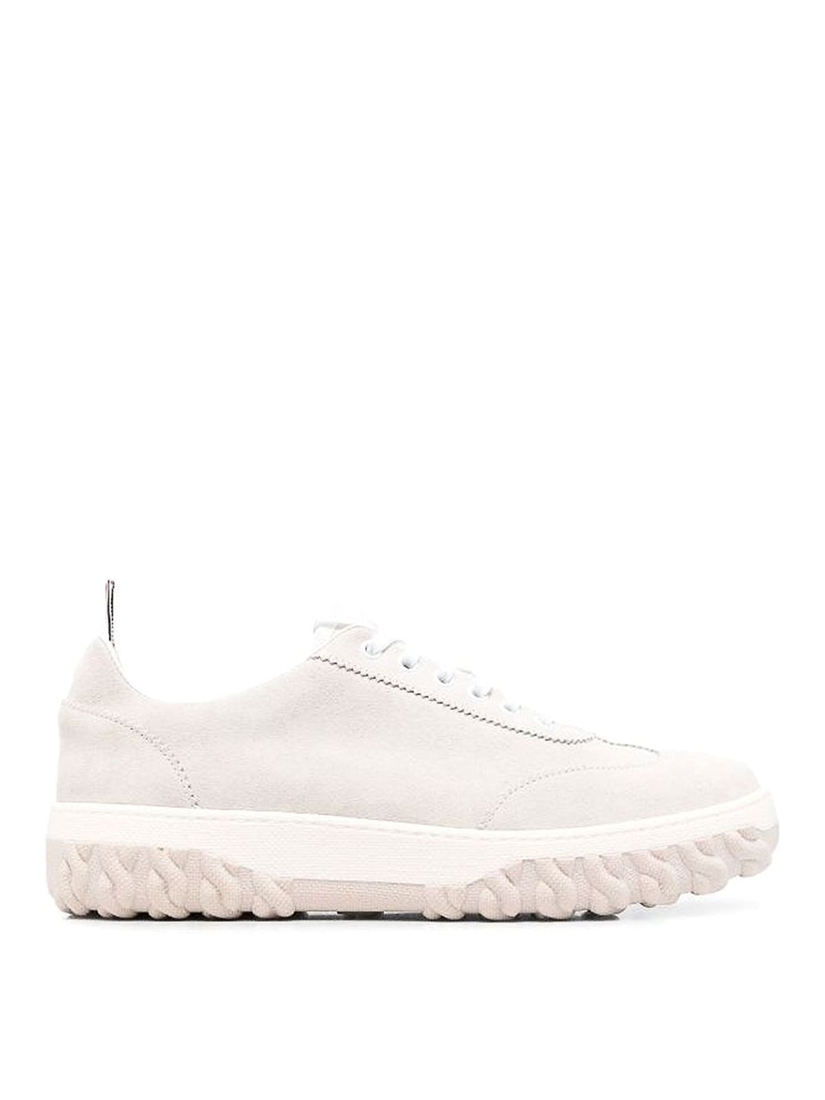Thom Browne Grosgrain-loop Trim Lace-up Trainers In White