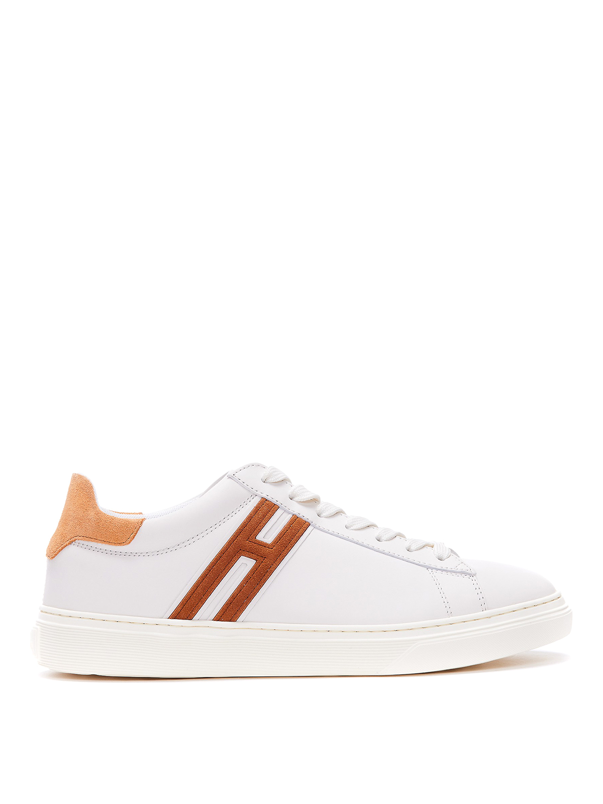 Shop Hogan Leather Sneakers In White