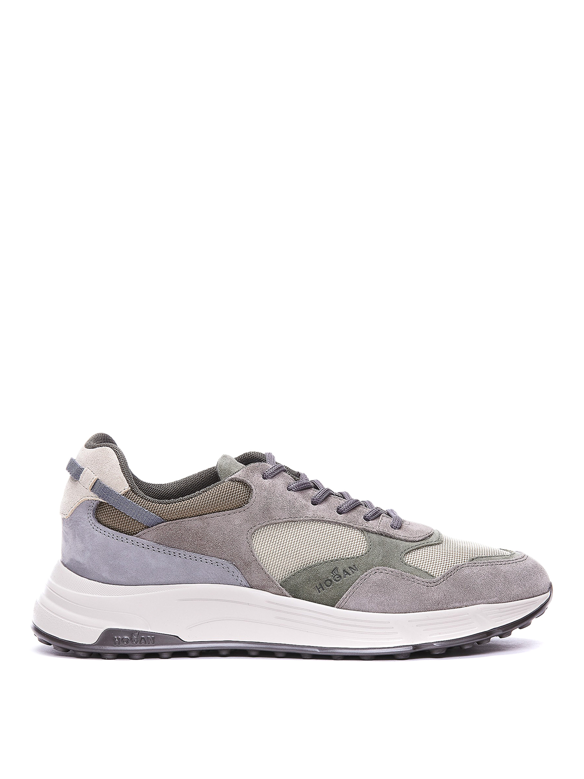 Hogan Leather And Fabric Sneakers In Grey