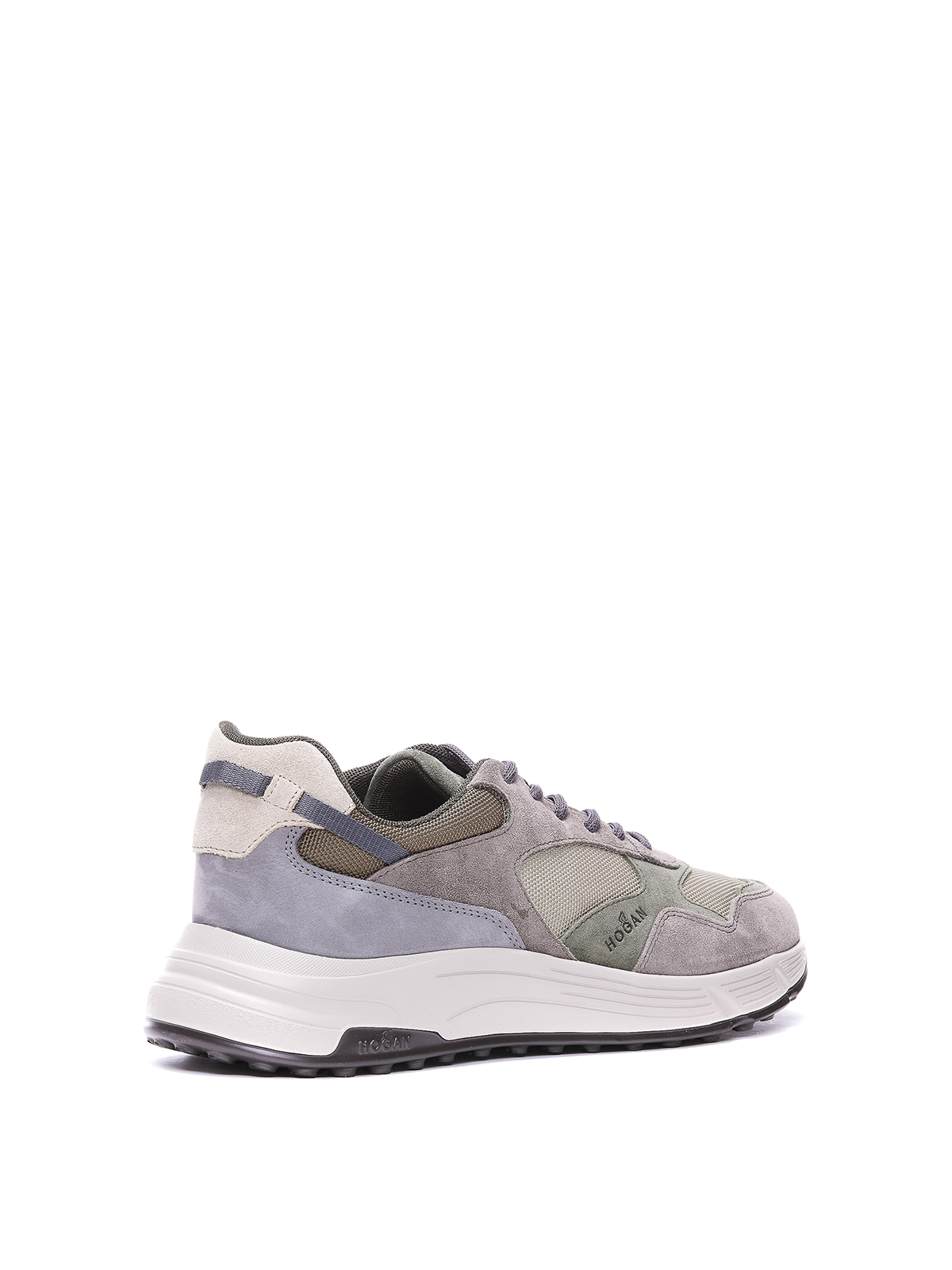 Shop Hogan Leather And Fabric Sneakers In Grey