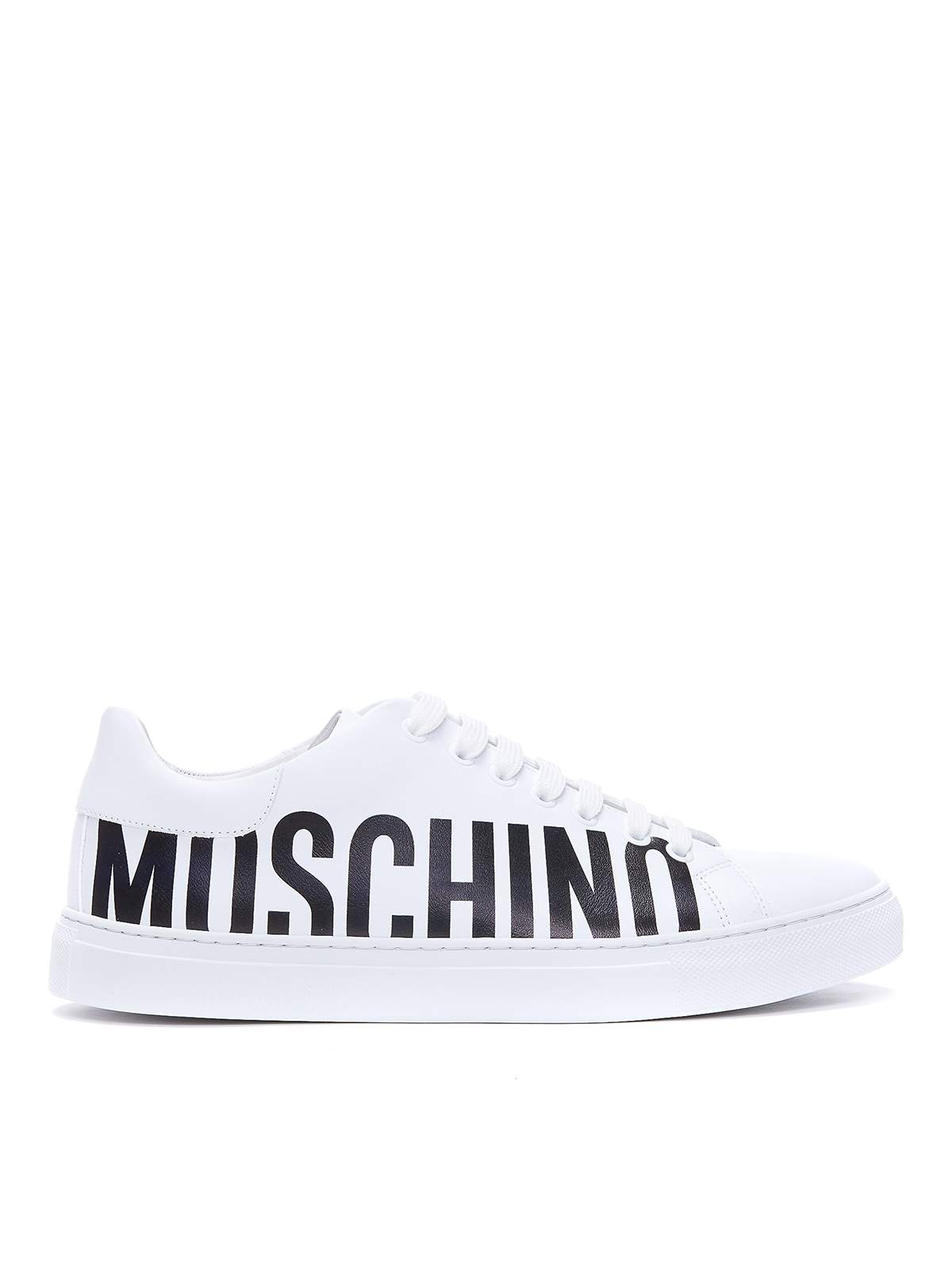Moschino Leather Sneakers In White