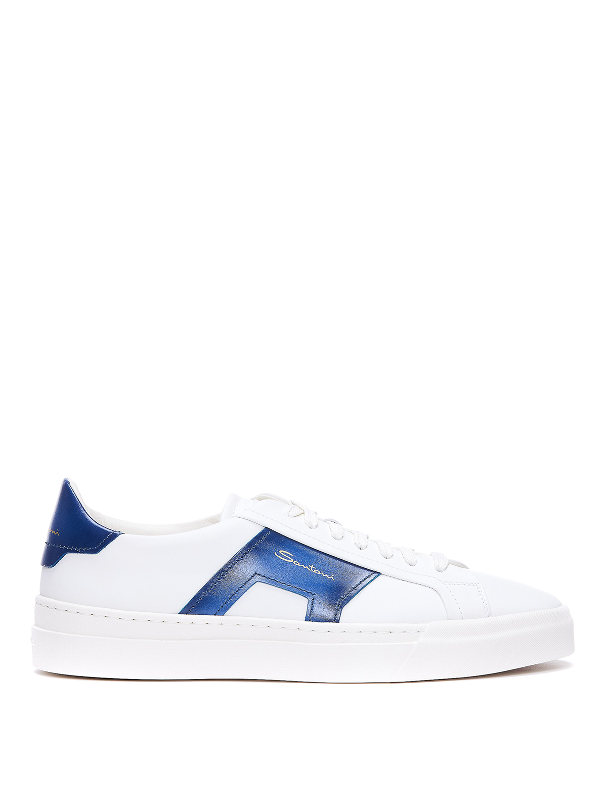 Shop Santoni Leather Sneakers In White