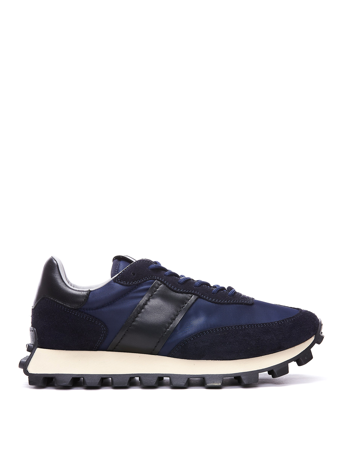 Tod's Leather And Fabric Sneakers In Blue