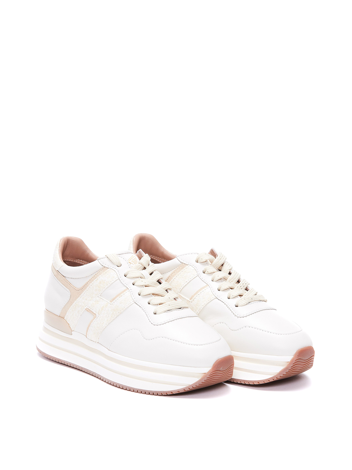 スニーカー HOGAN WHITE AND BROWN LEATHER SNEAKERS 三越伊勢丹 | HOGAN/ホーガン通販 | ホーガン H-ストライプ