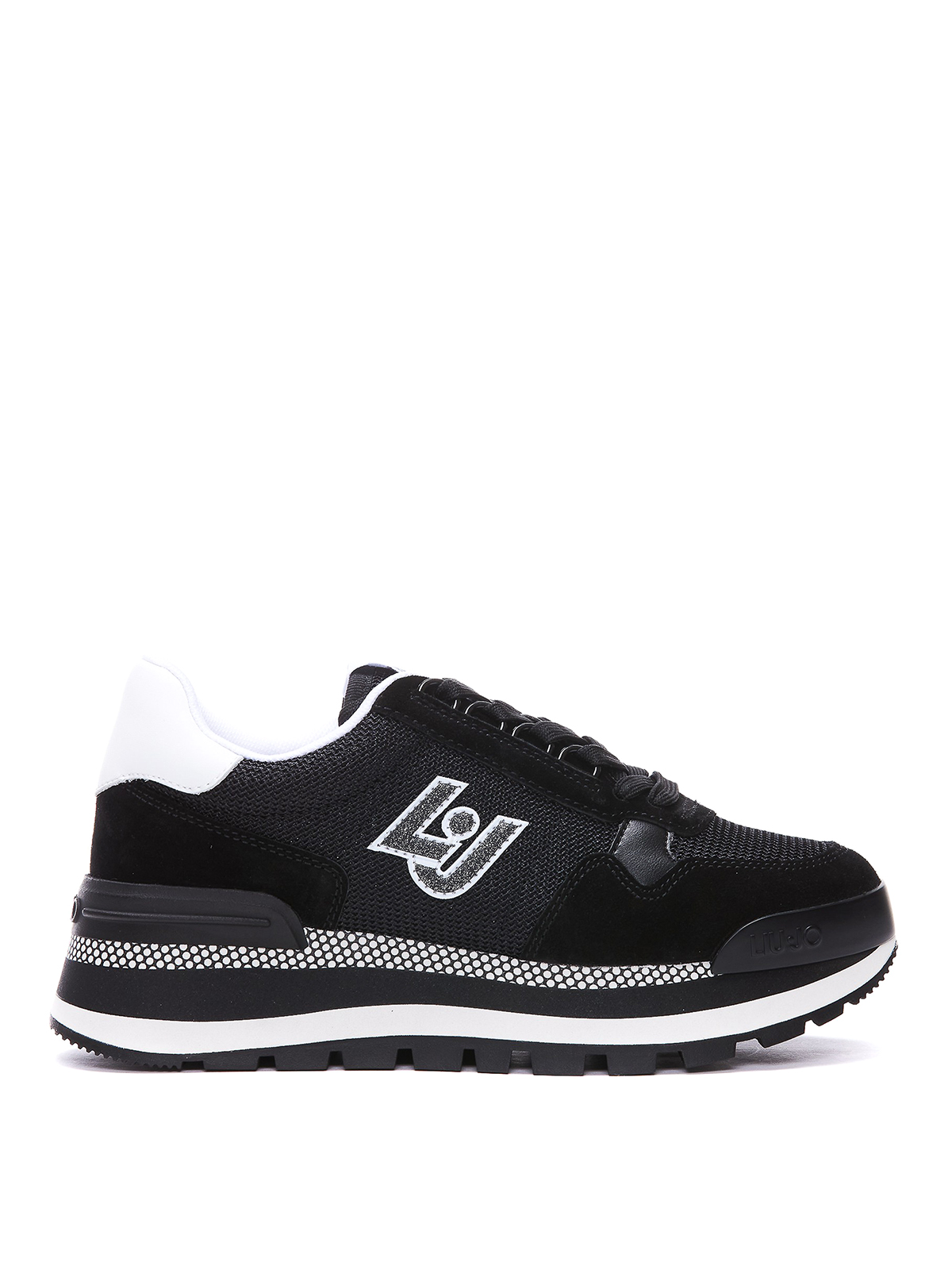 Liu •jo Leather And Fabric Sneakers In Black