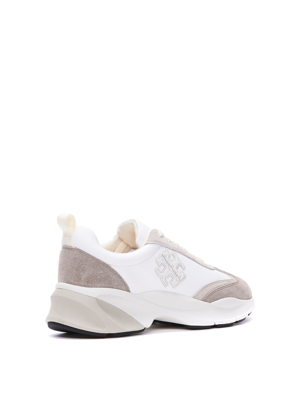 Shop Tory Burch Leather And Fabric Sneakers In Beige