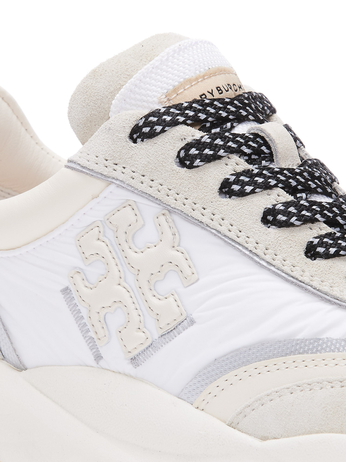 Shop Tory Burch Leather And Fabric Sneakers In White