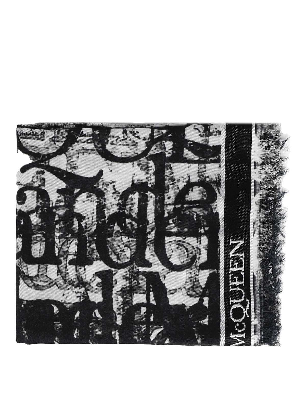 Shop Alexander Mcqueen Twill All Over Printed Stole In Black