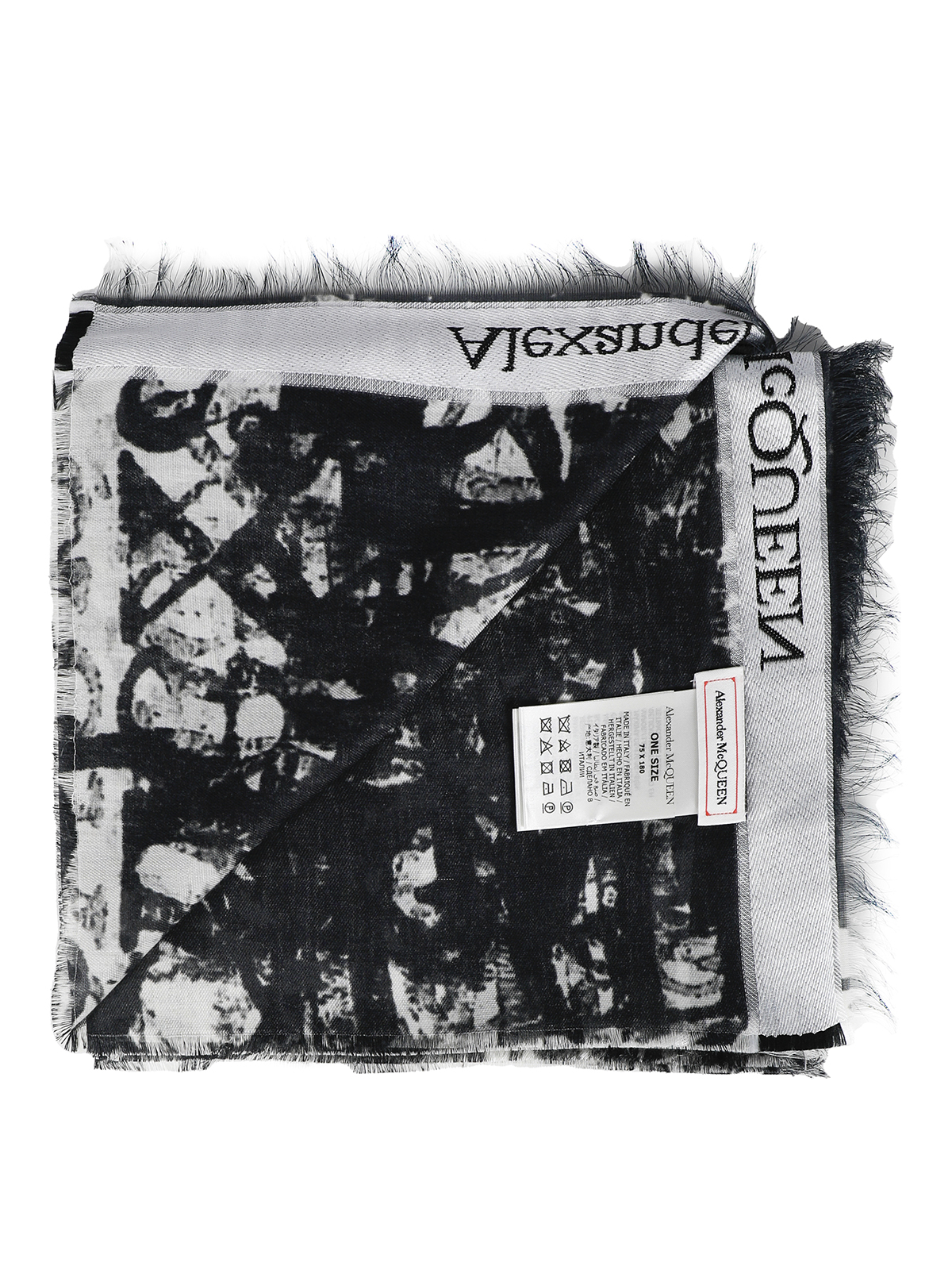 Shop Alexander Mcqueen Twill All Over Printed Stole In Black