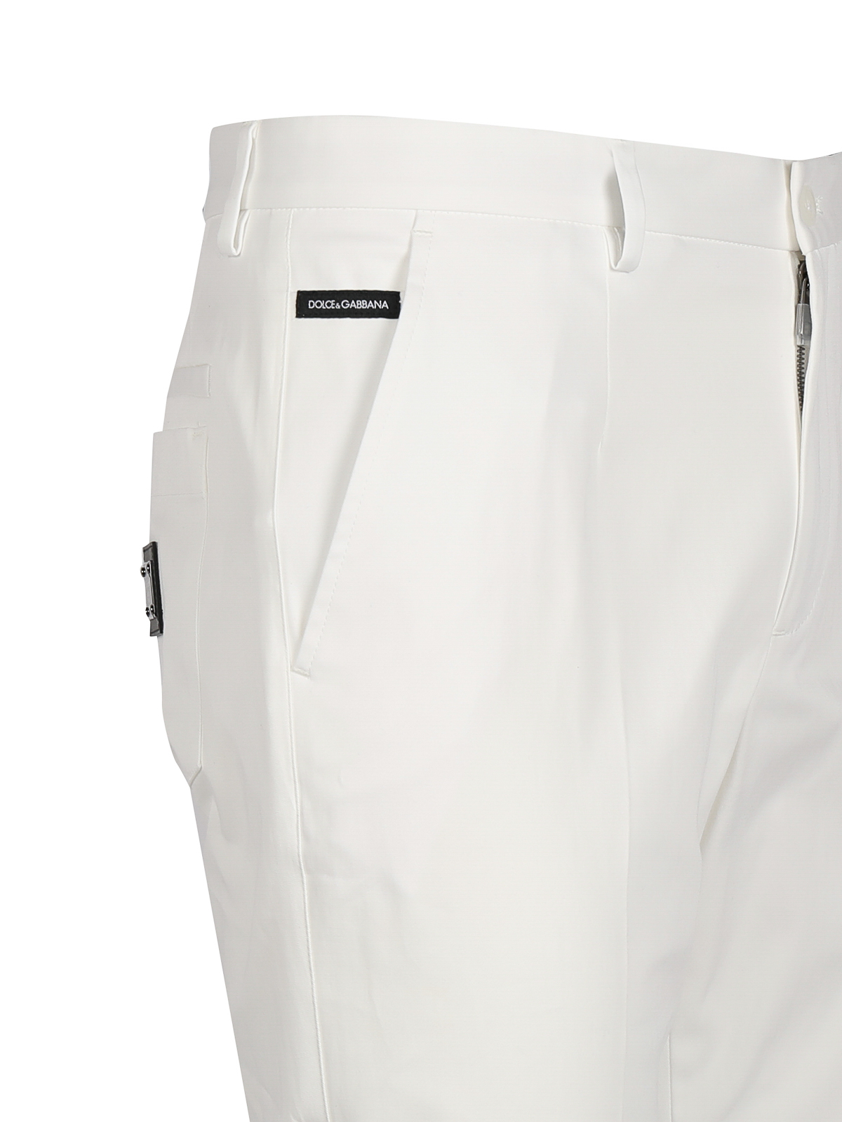 Shop Dolce & Gabbana Logo Plaque Formal Trousers In White
