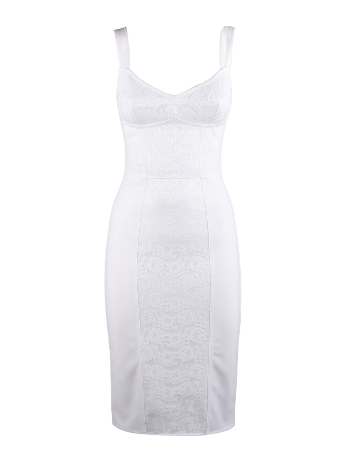 Dolce & Gabbana Corset Lace Effect Dress In Blanco