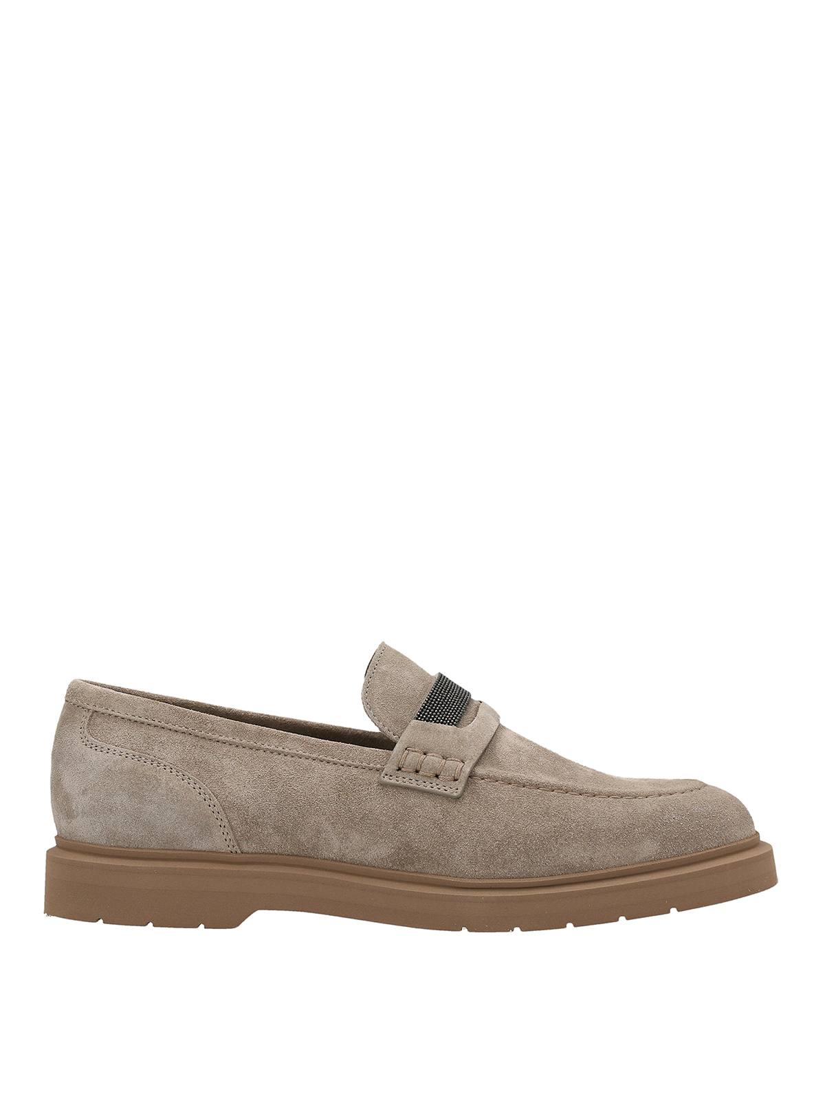 Shop Brunello Cucinelli Monile Loafers In Grey