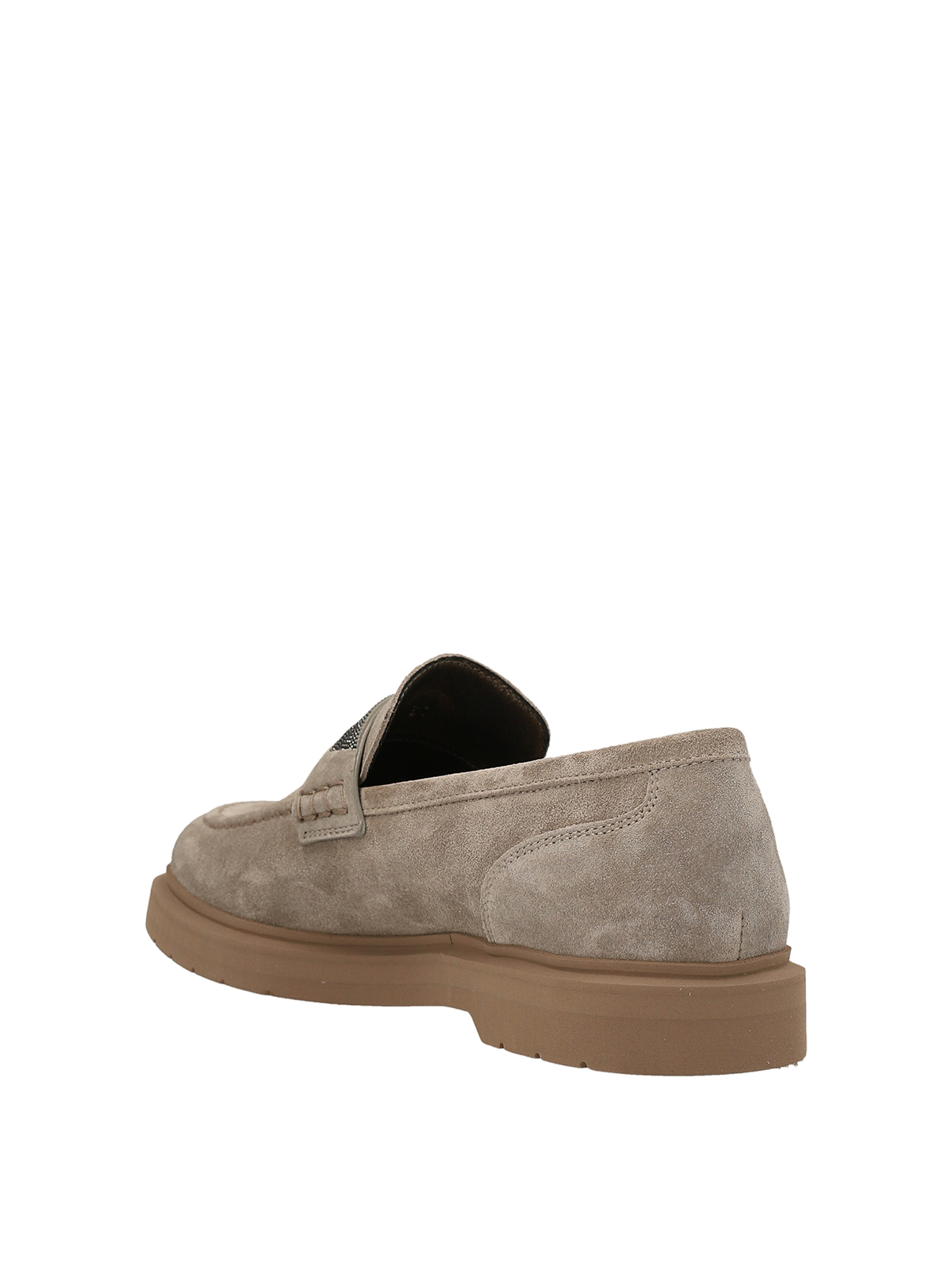 Shop Brunello Cucinelli Monile Loafers In Grey
