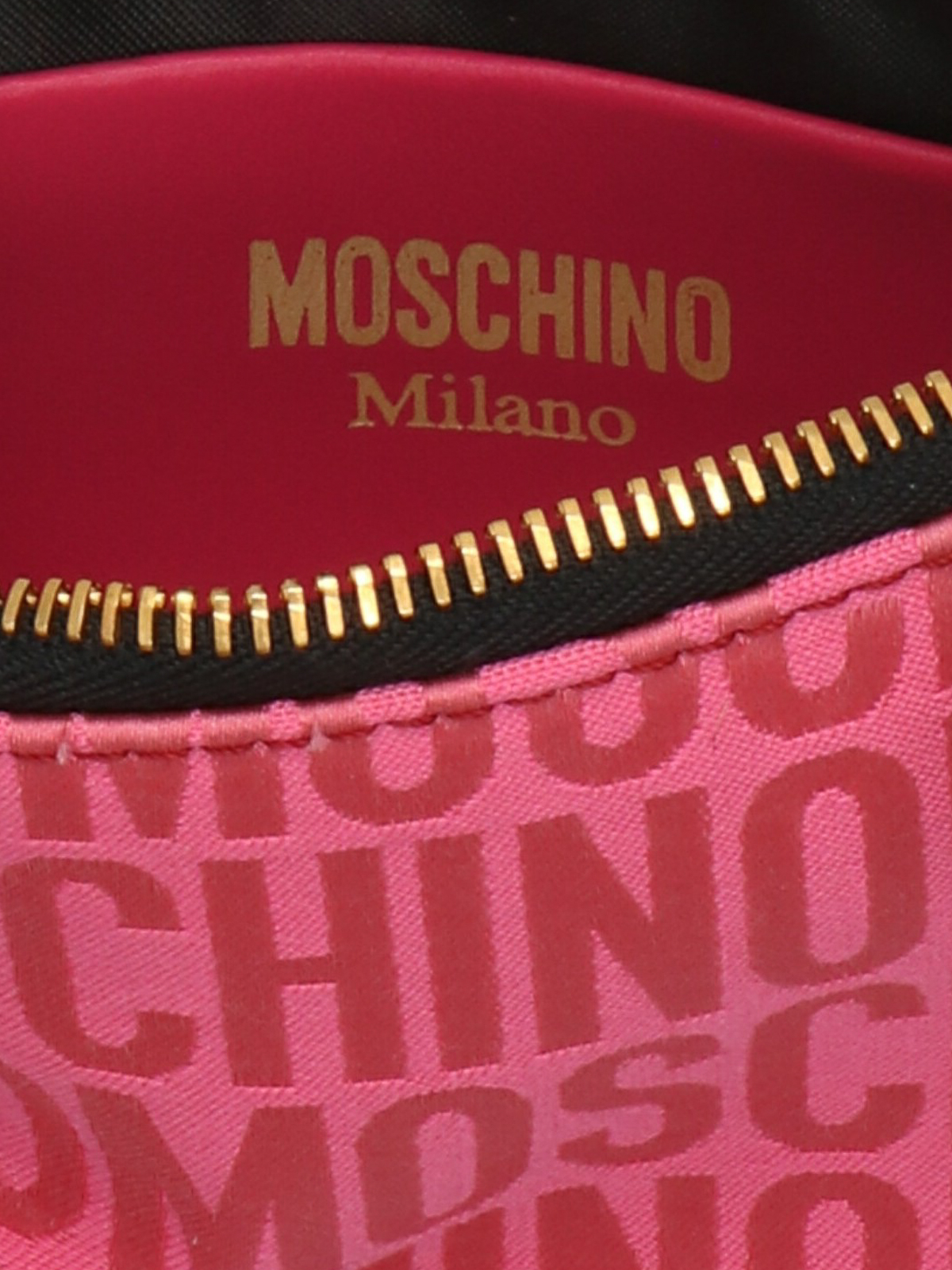 Shop Moschino Jacquard Clutch Bag In Fuchsia