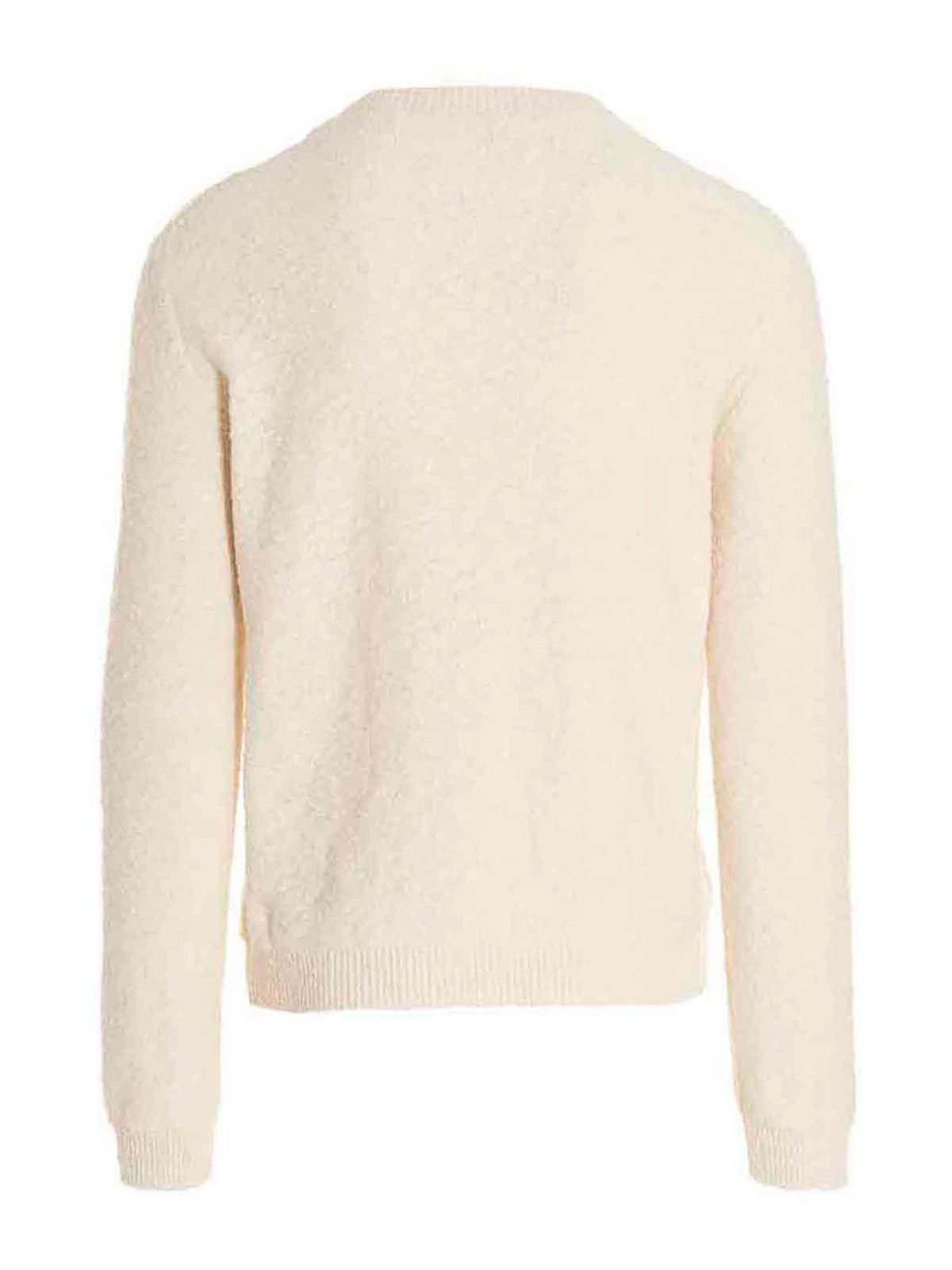 Shop Maison Margiela Cotton Blend Crewneck Sweater In White