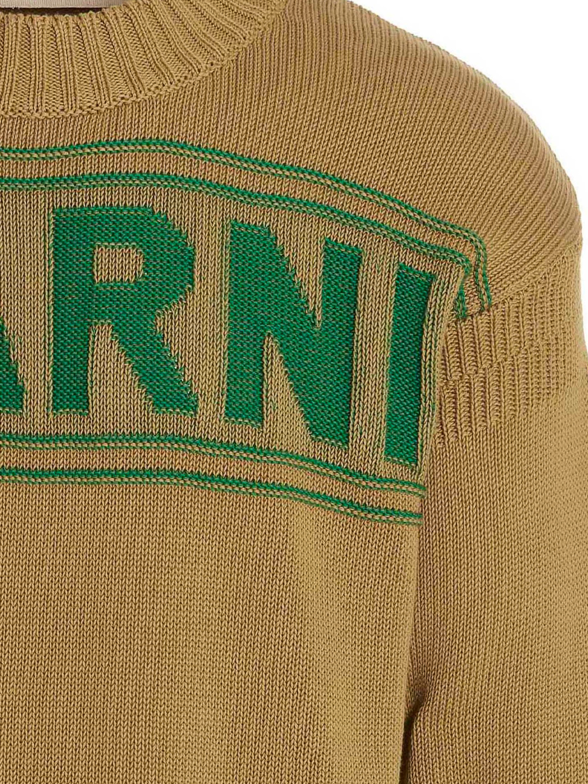Shop Marni Cotton Sweater With Logo In Beige