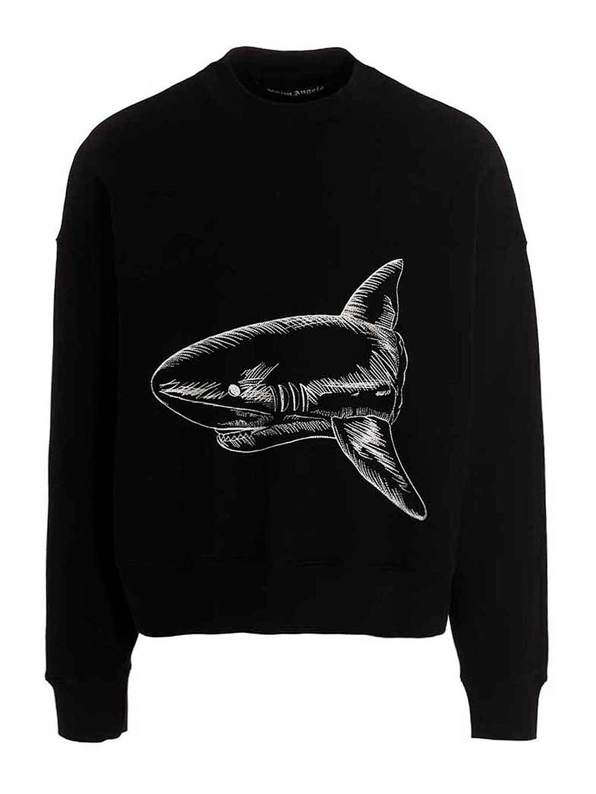 Shop Palm Angels Slipt Shark Cotton Sweatshirt In Black