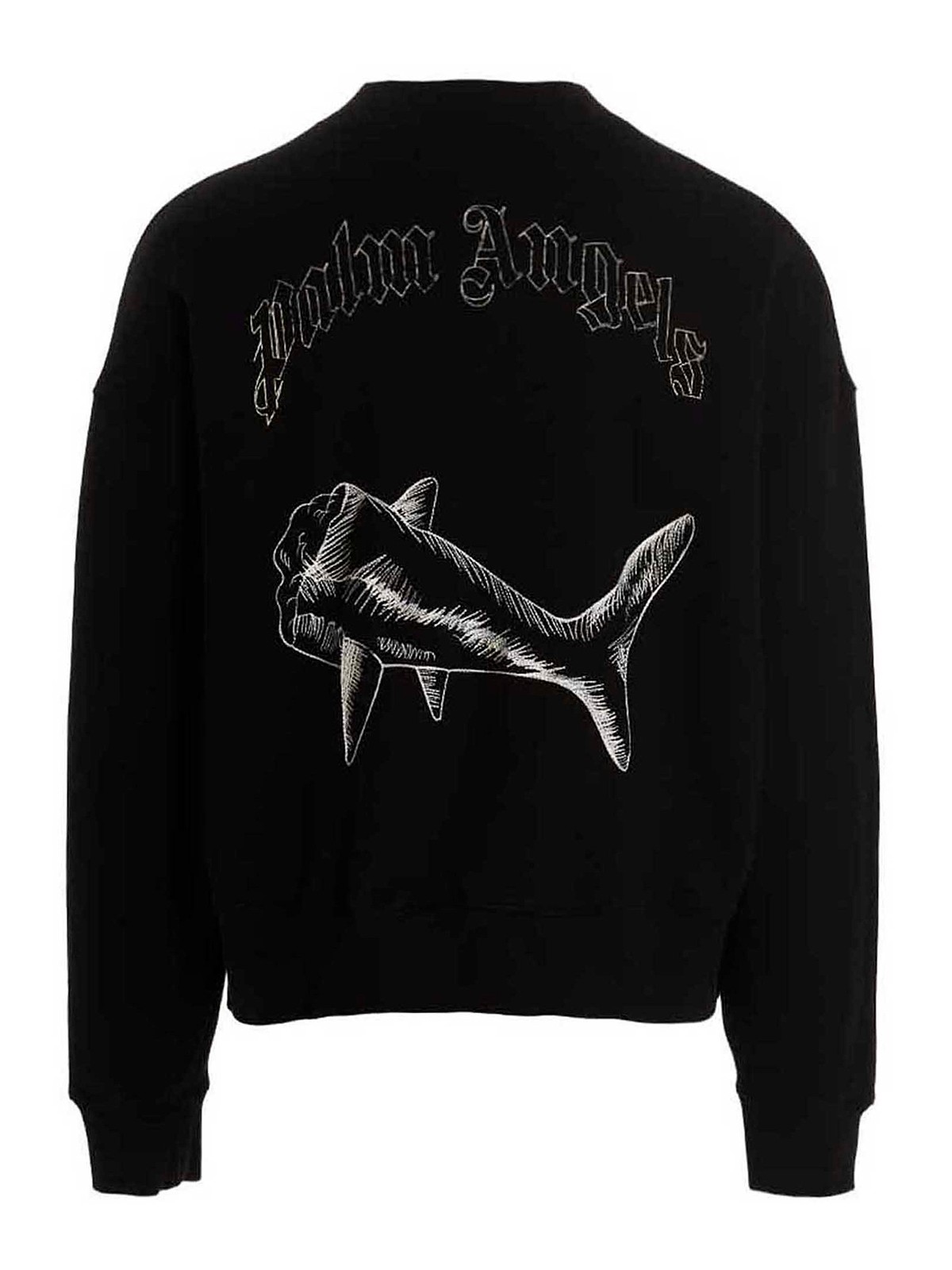 Shop Palm Angels Slipt Shark Cotton Sweatshirt In Black