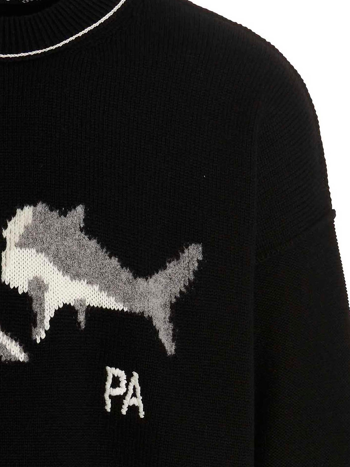 Shop Palm Angels Pa Shark Wool Sweater In Black