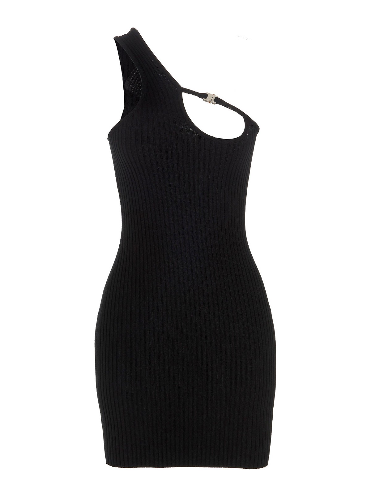 Shop Alyx Buckle Webbed Knit Dress  One Shoulder Style In Black