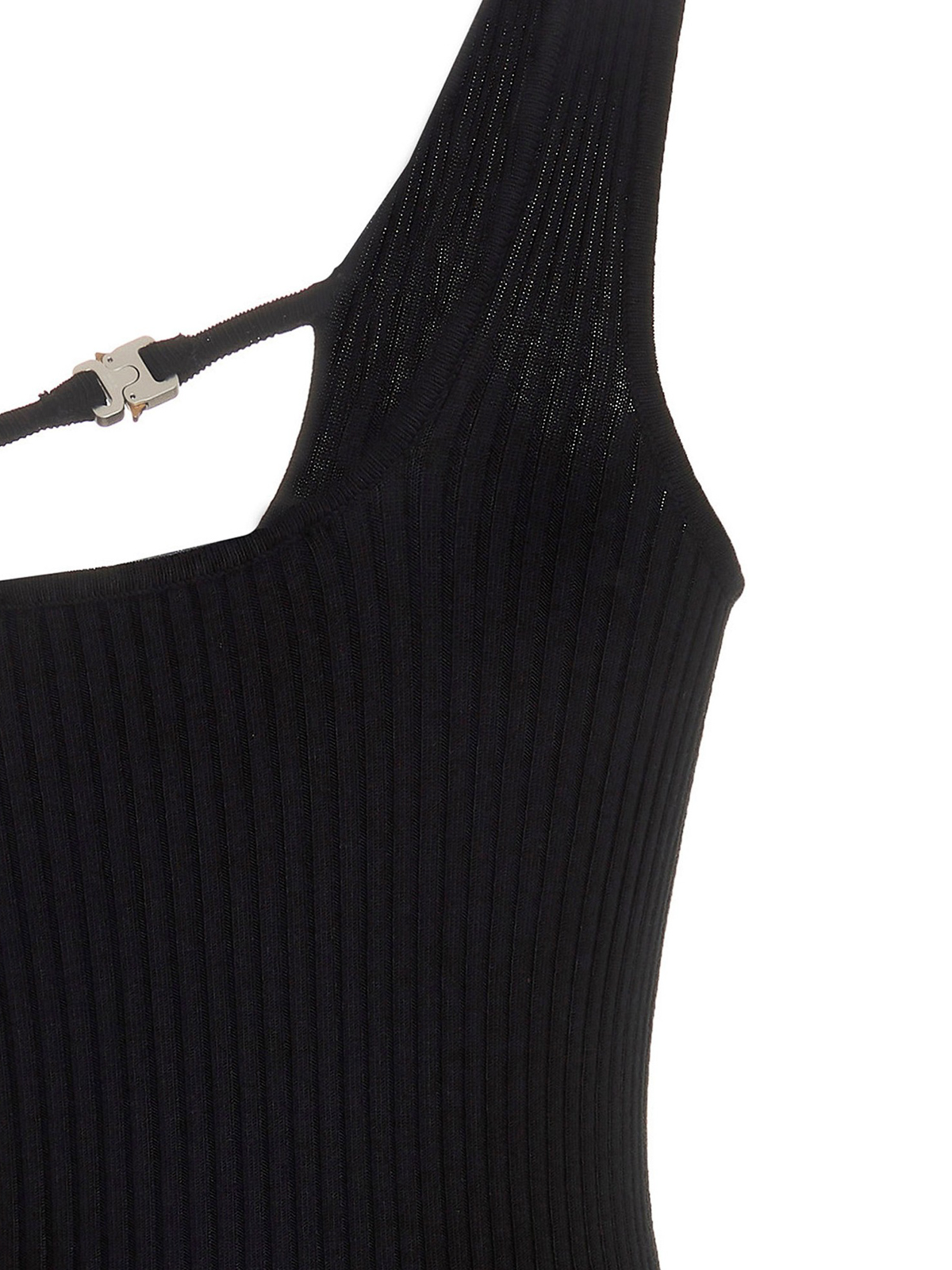 Shop Alyx Buckle Webbed Knit Dress  One Shoulder Style In Black