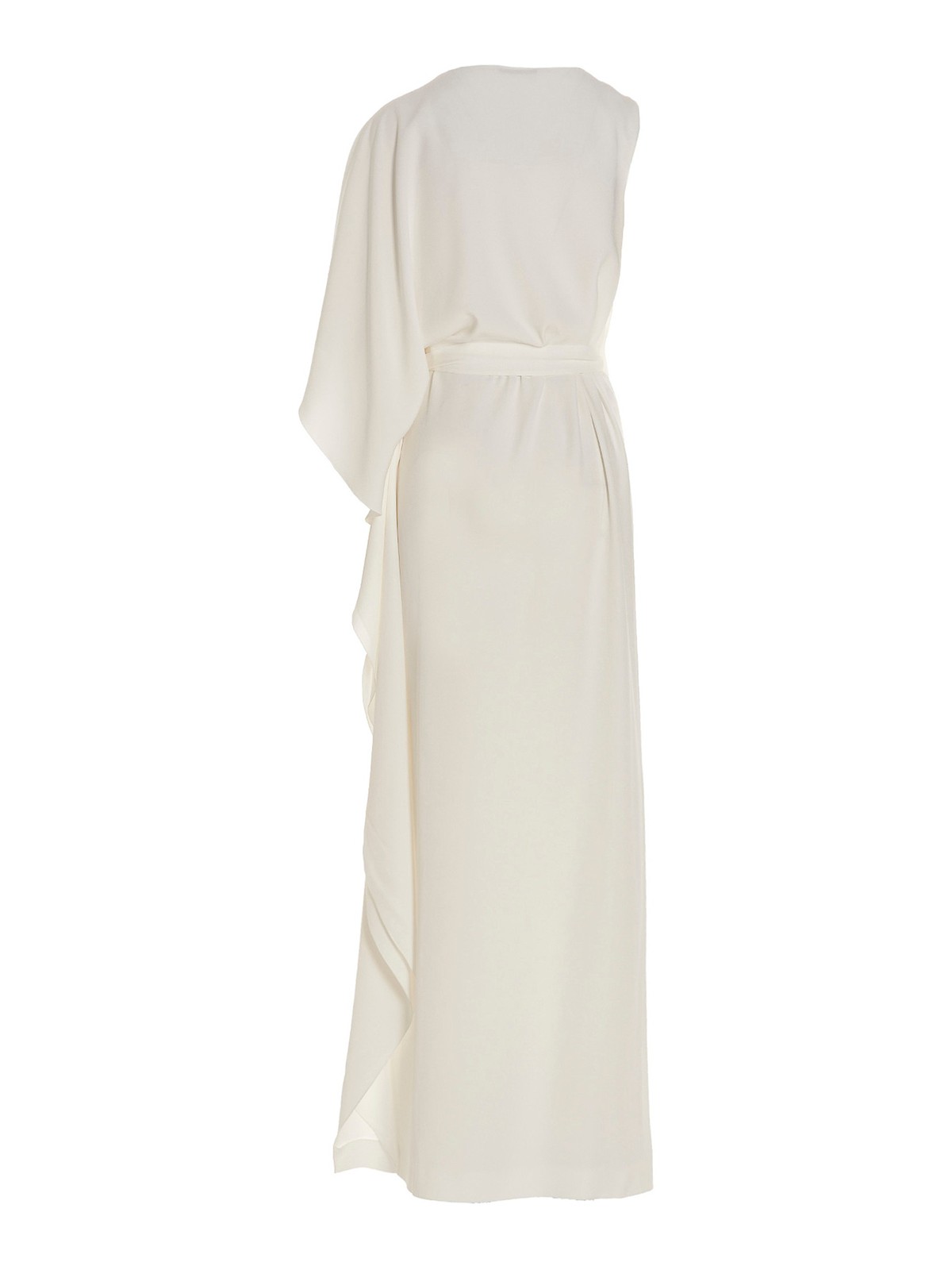 Shop Alberta Ferretti Draped Dress With Belt At The Waist In White